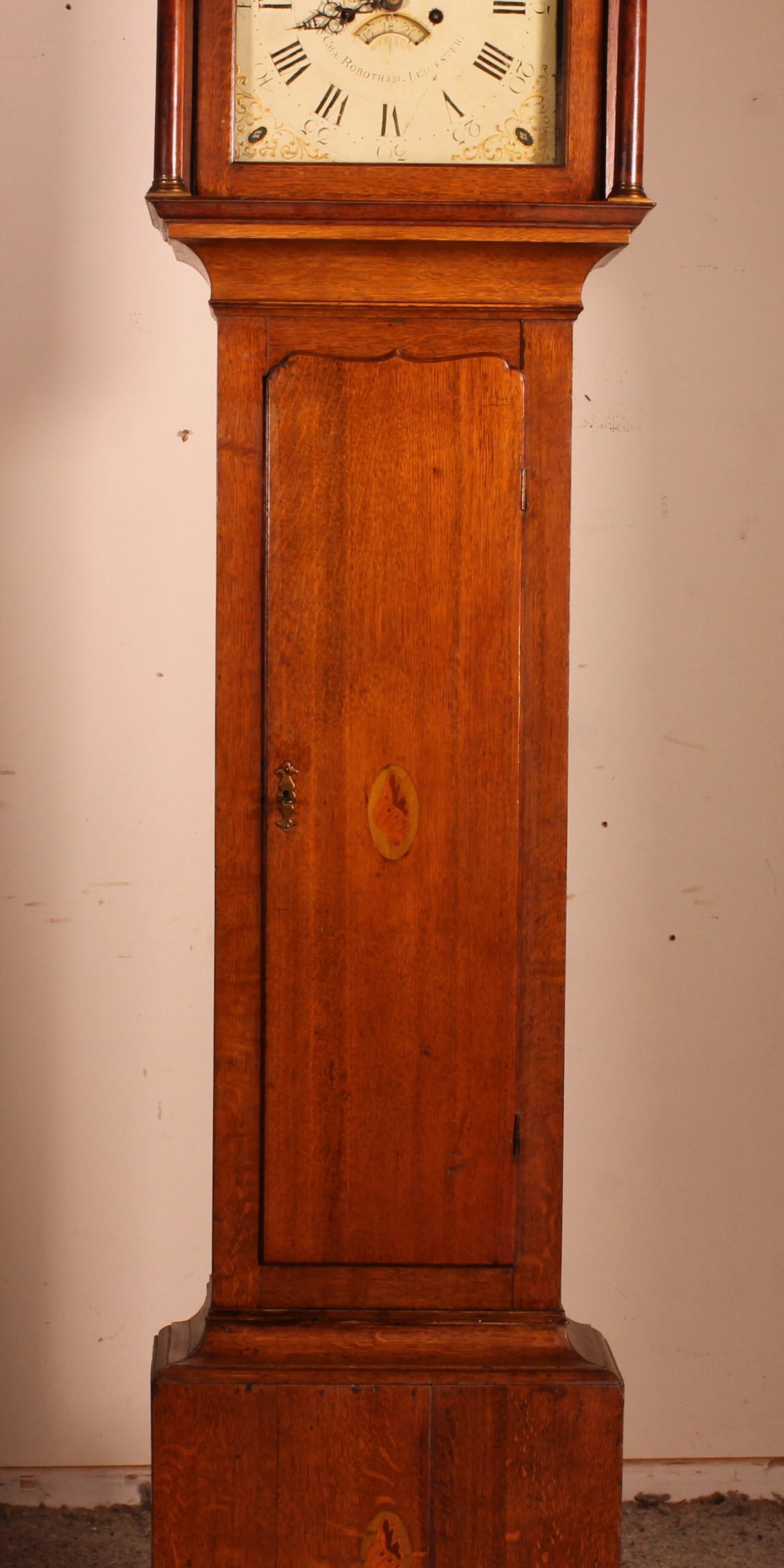 Georgian 18th Century Longcase Clock by Charles Rowbotham of Leicester For Sale