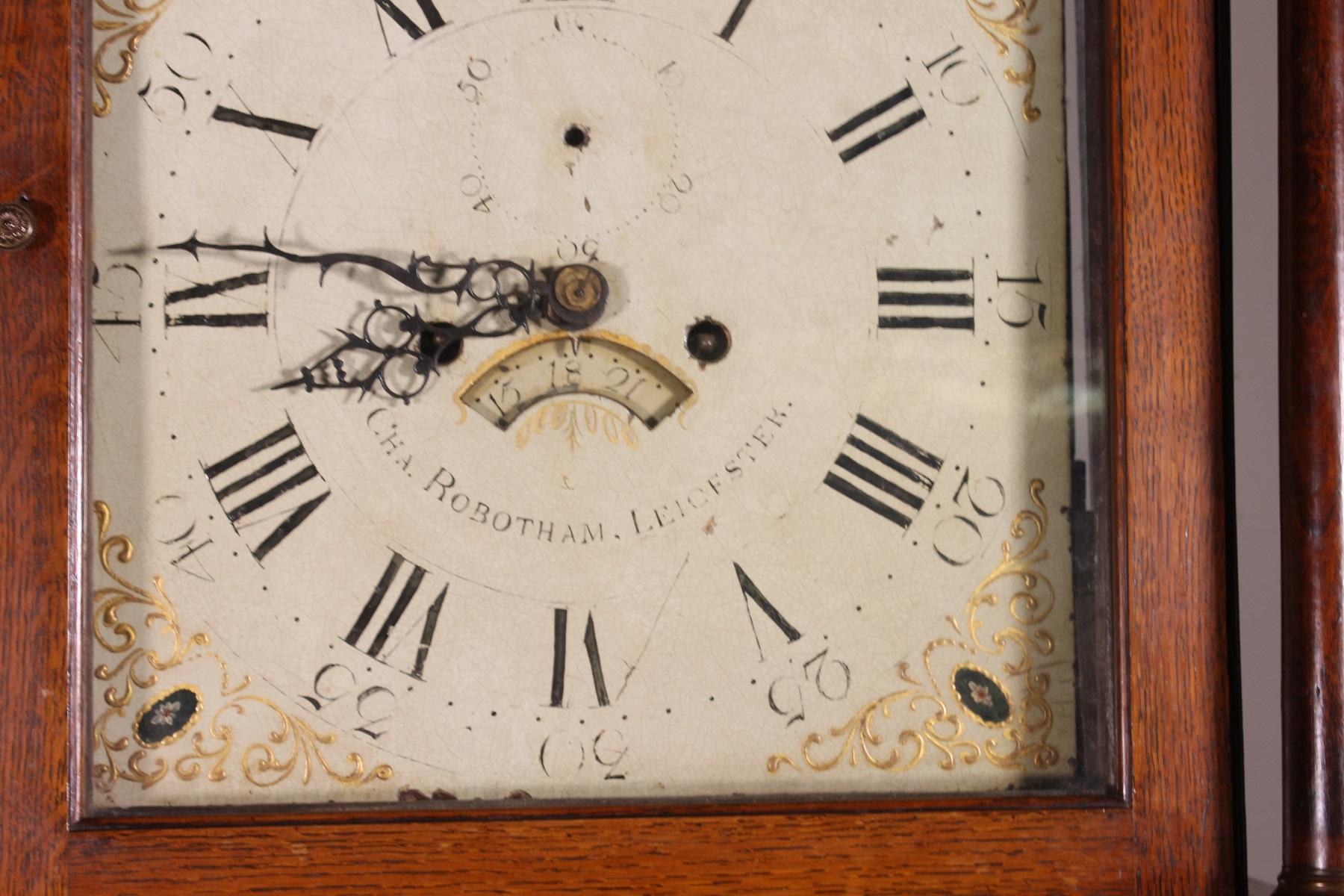 18th Century and Earlier 18th Century Longcase Clock by Charles Rowbotham of Leicester For Sale