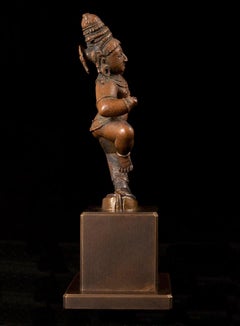 Bala Krishna-Figur aus Wachsgussbronze aus dem 18. Jahrhundert, Indien
