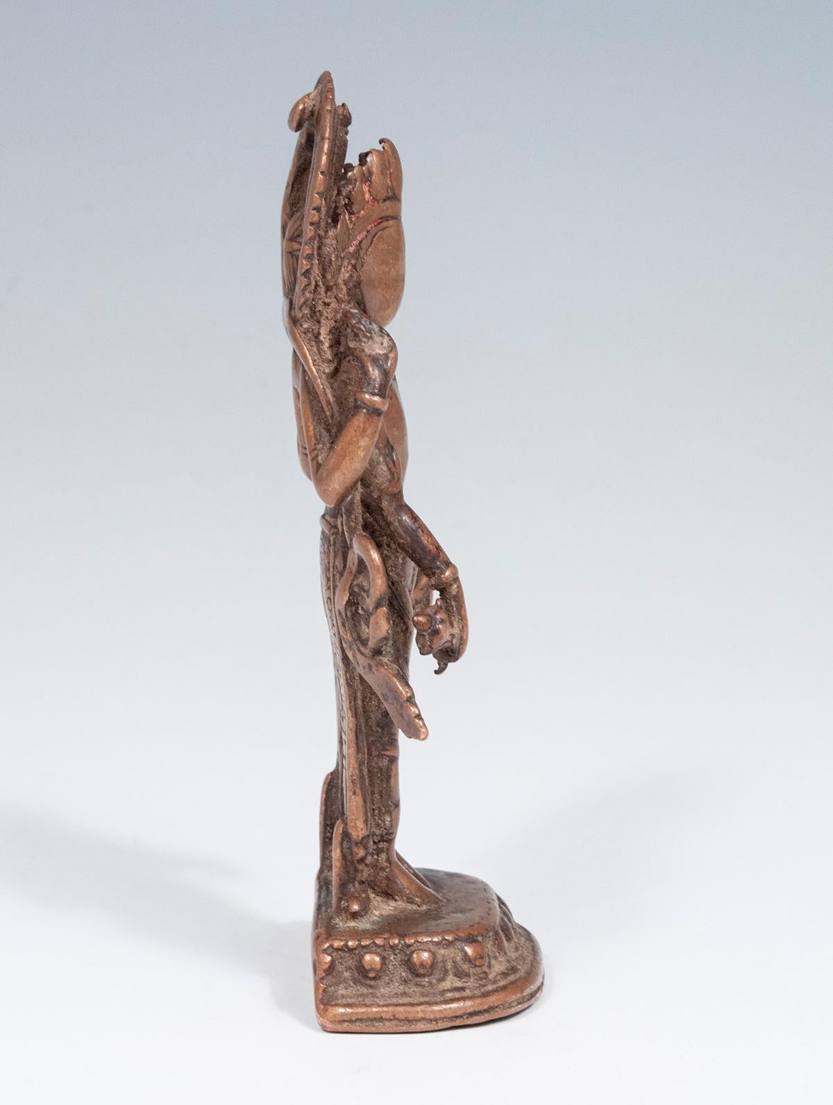 Tribal 18th Century Lost Wax Cast Copper Alloy Lord Vishnu Figure, Nepal