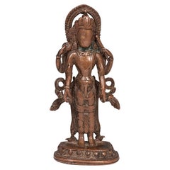 Antique 18th Century Lost Wax Cast Copper Alloy Lord Vishnu Figure, Nepal