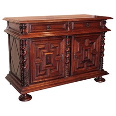 18th Century Louis XIII Carved Walnut Two-Door Buffet from the Perigord