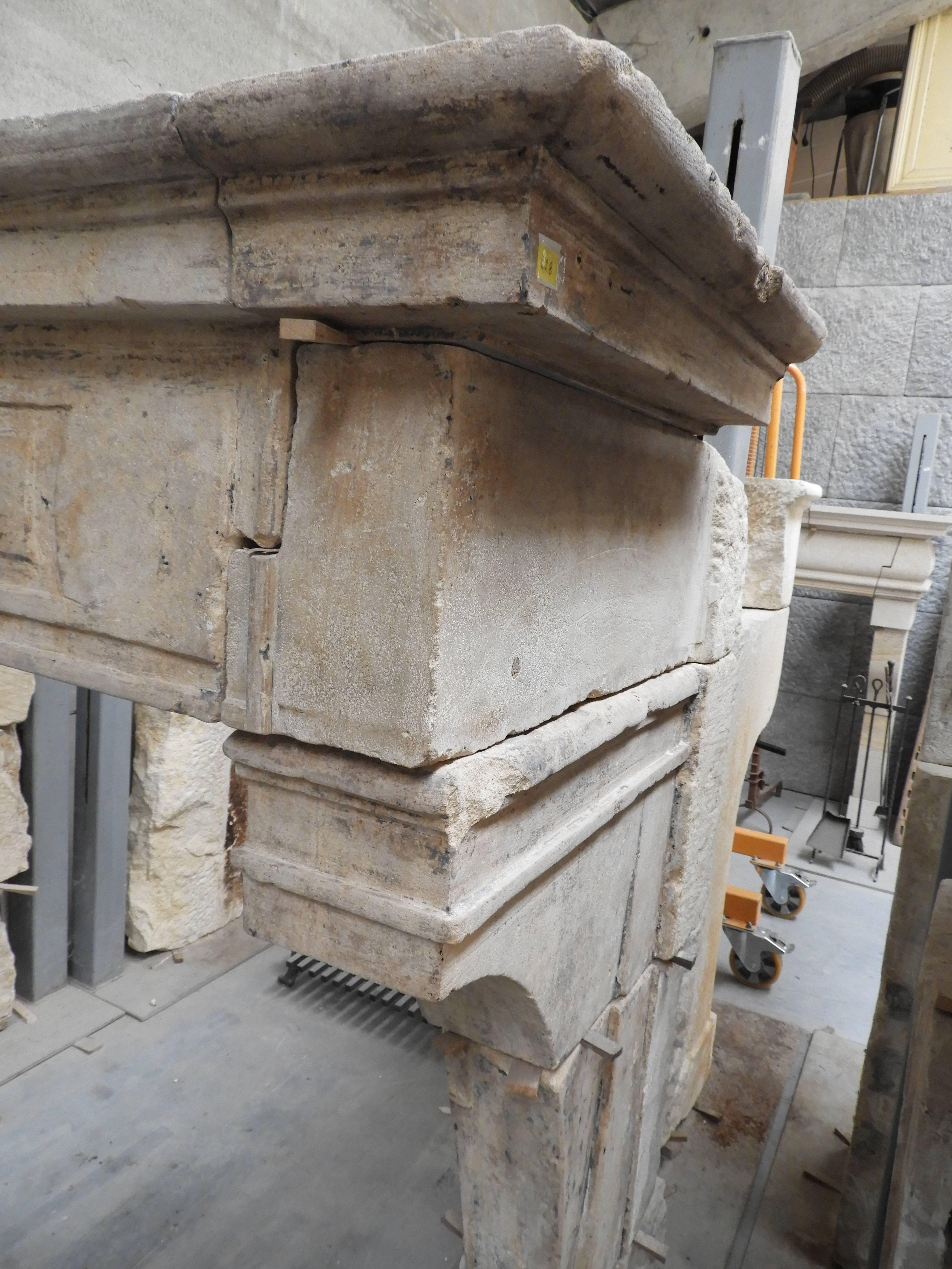 18th century French limestone fireplace, from the city of Nancy, it has a lot of character and a nice rustic patina, the fireplace is fully restored respecting it's original patina.