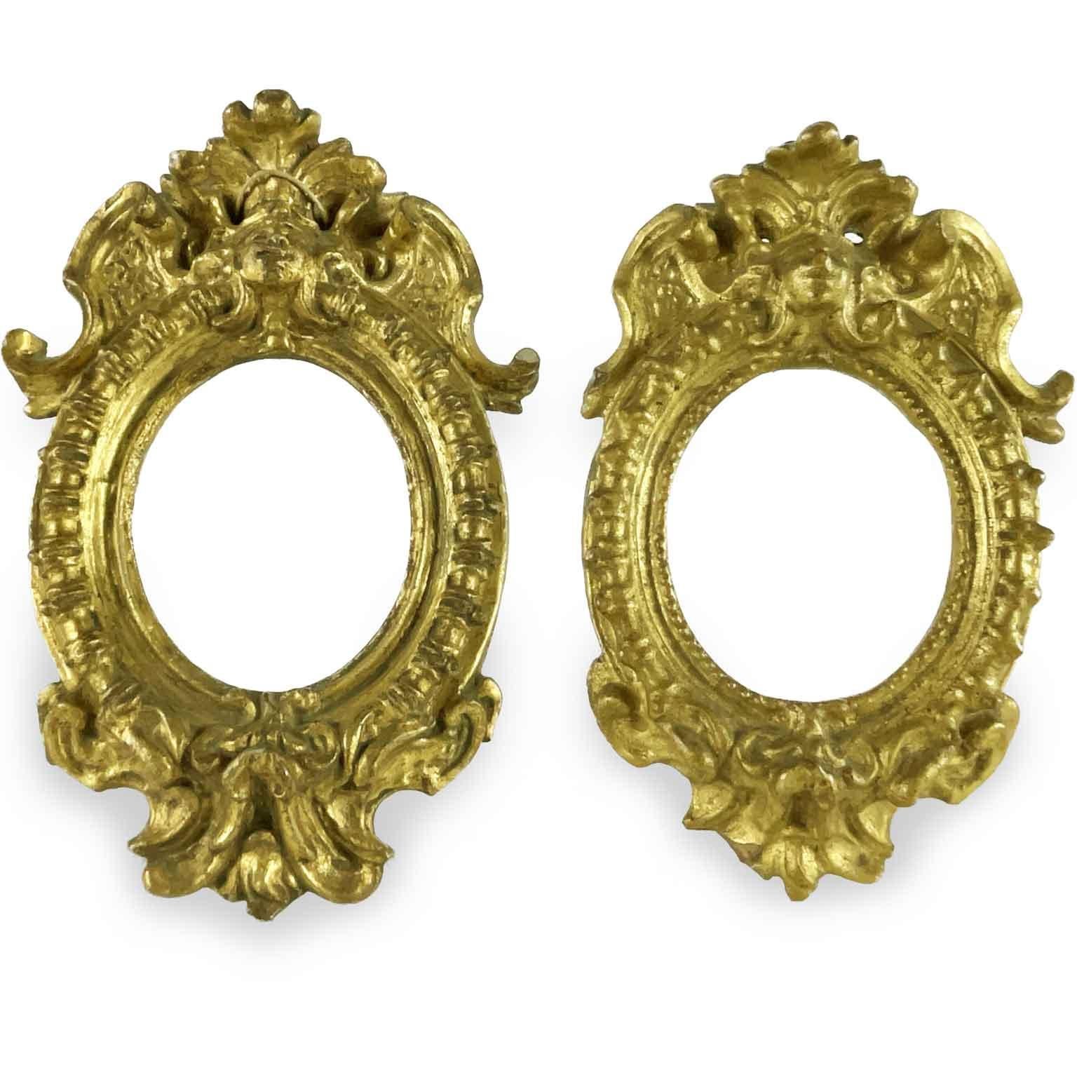 18th Century Louis XIV Italian Gilt Frames Pair of Oval Small Frames From Rome For Sale 9