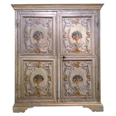 18th Century Louis XIV Italian Painted Wooden Wardrobe