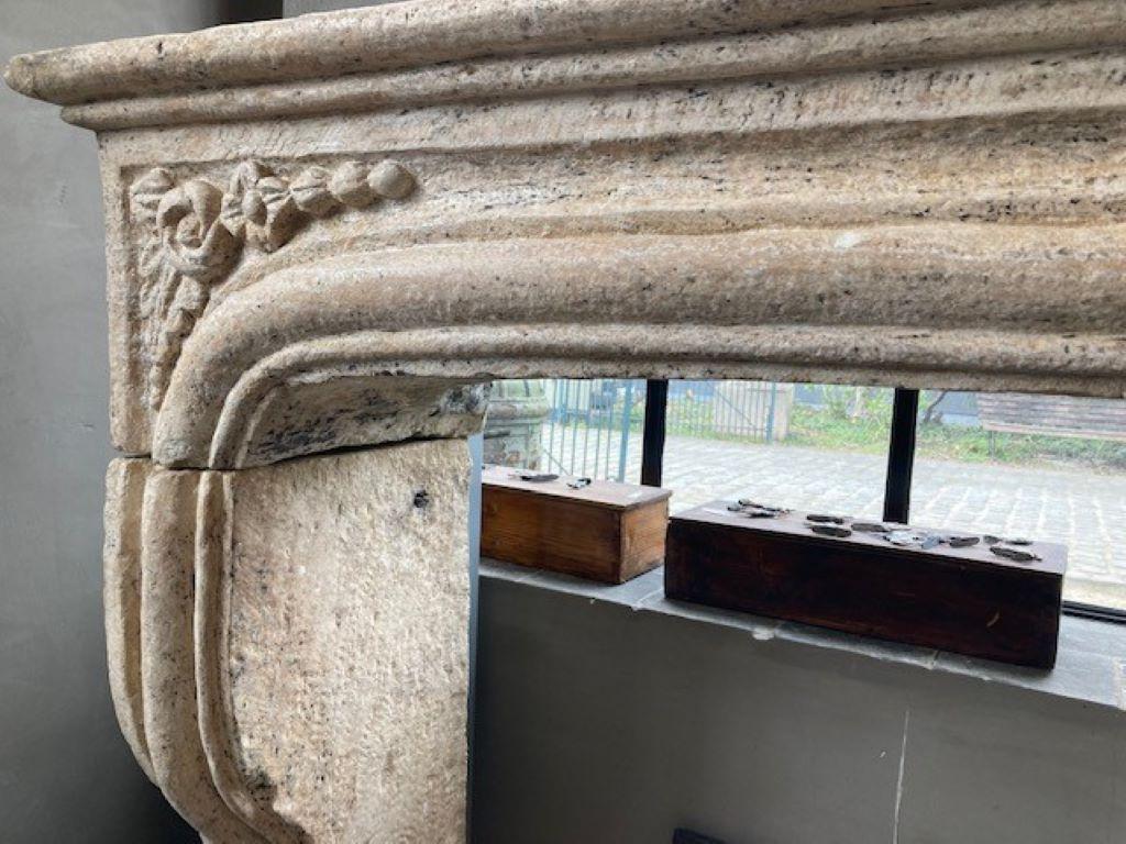 18th Century and Earlier 18th Century Louis XIV Limestone Fireplace Mantel For Sale