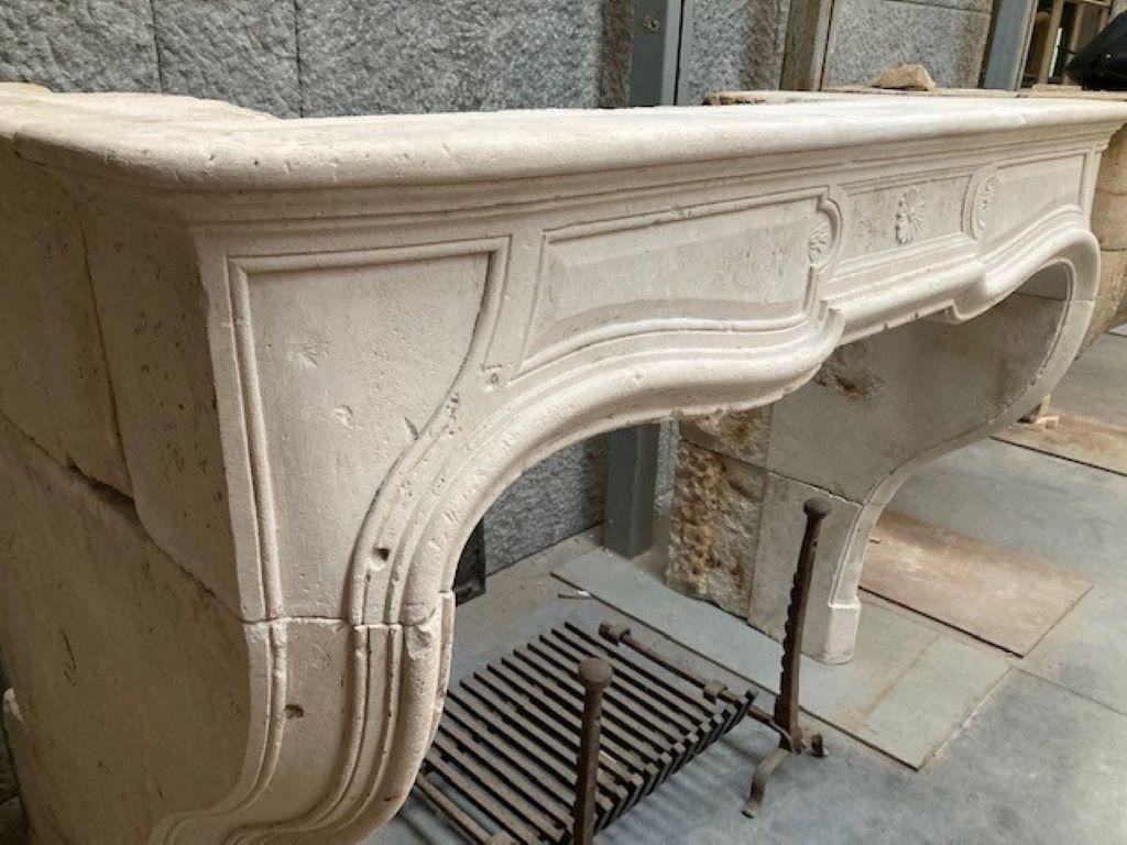 18th Century and Earlier 18th Century Louis XIV Limestone Fireplace Mantel For Sale