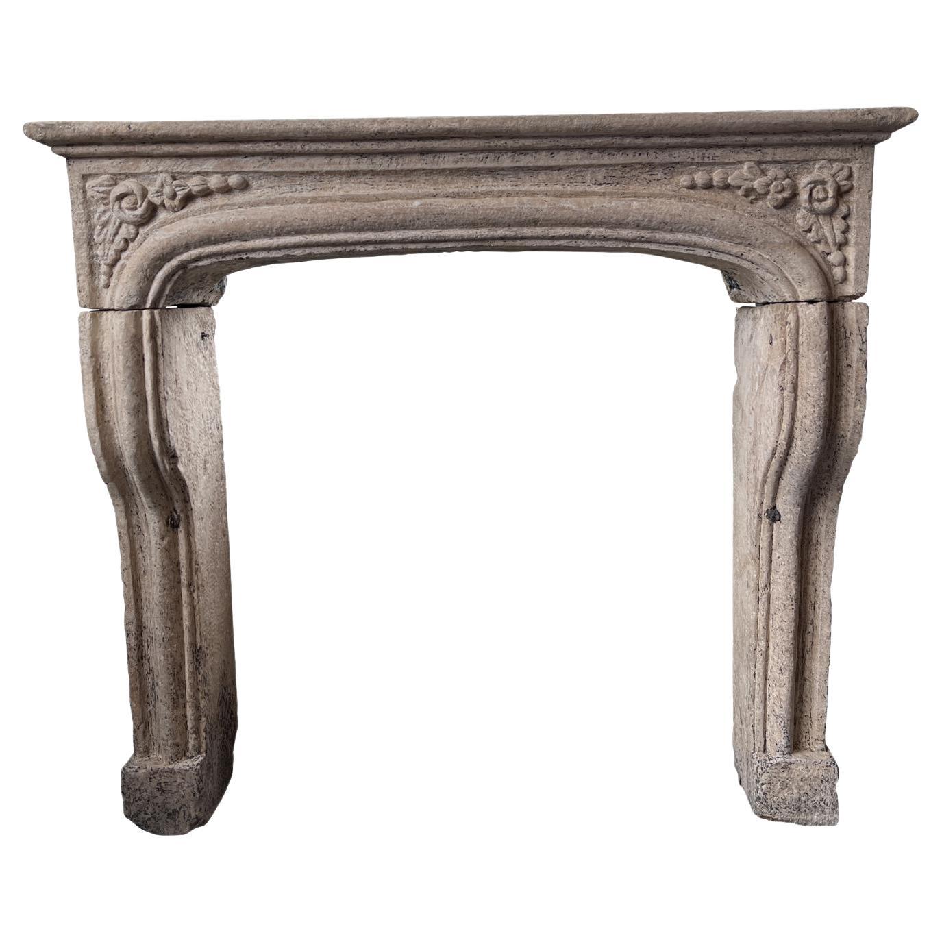 18th Century Louis XIV Limestone Fireplace Mantel For Sale