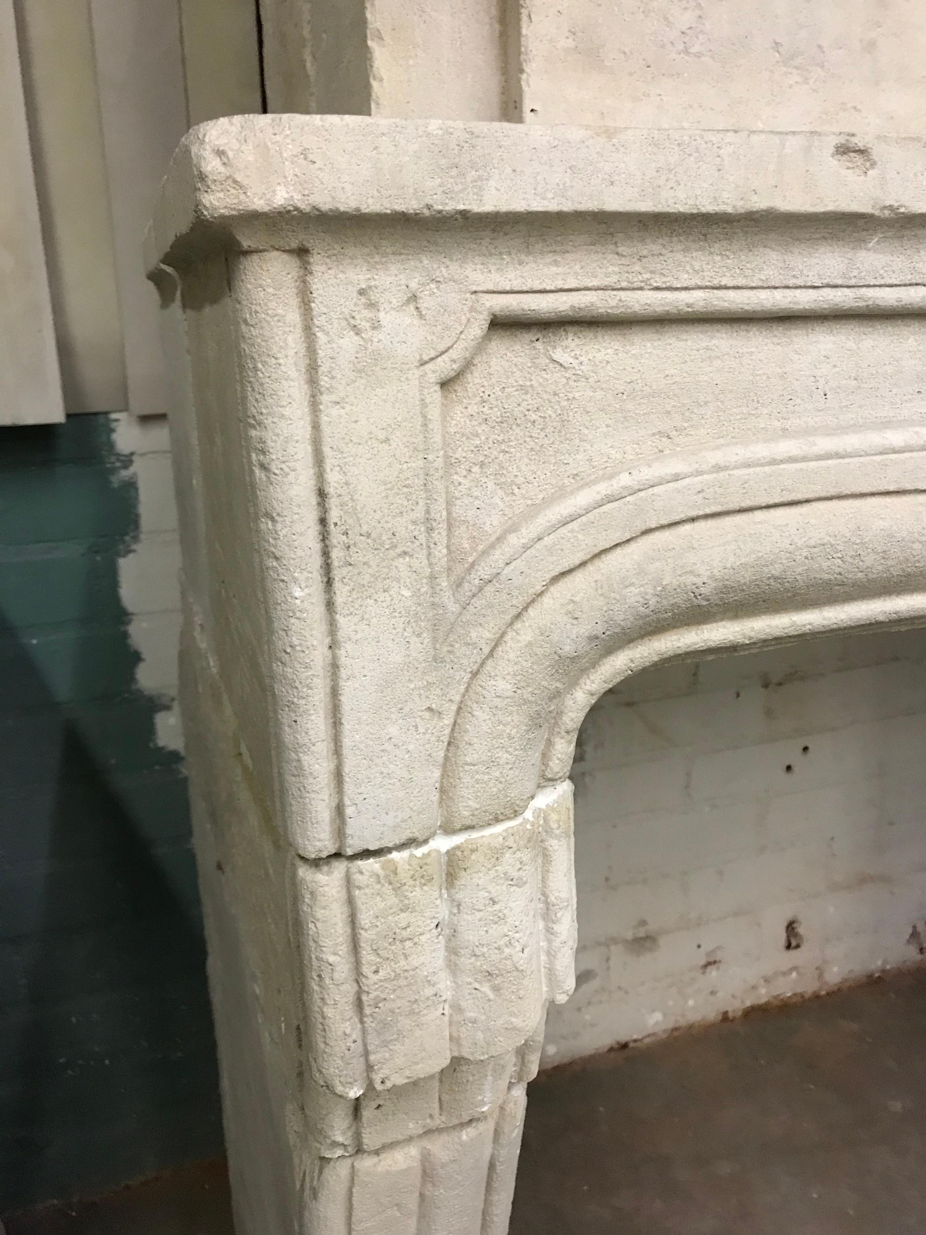 18th Century and Earlier Reclaimed Antique Carved Stone Fireplace Mantle Chimney Surround Los Angeles CA For Sale