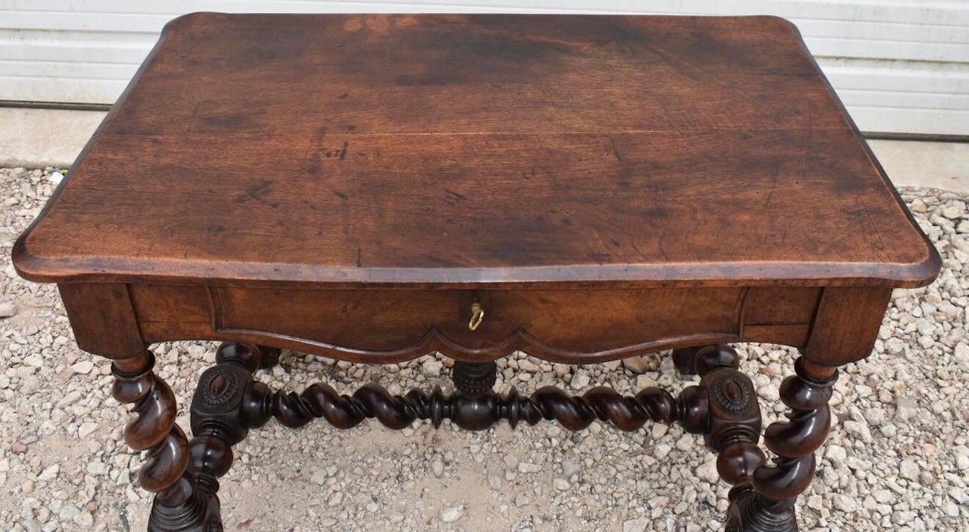 French 18th Century Louis XIII Walnut Barley Twist Table