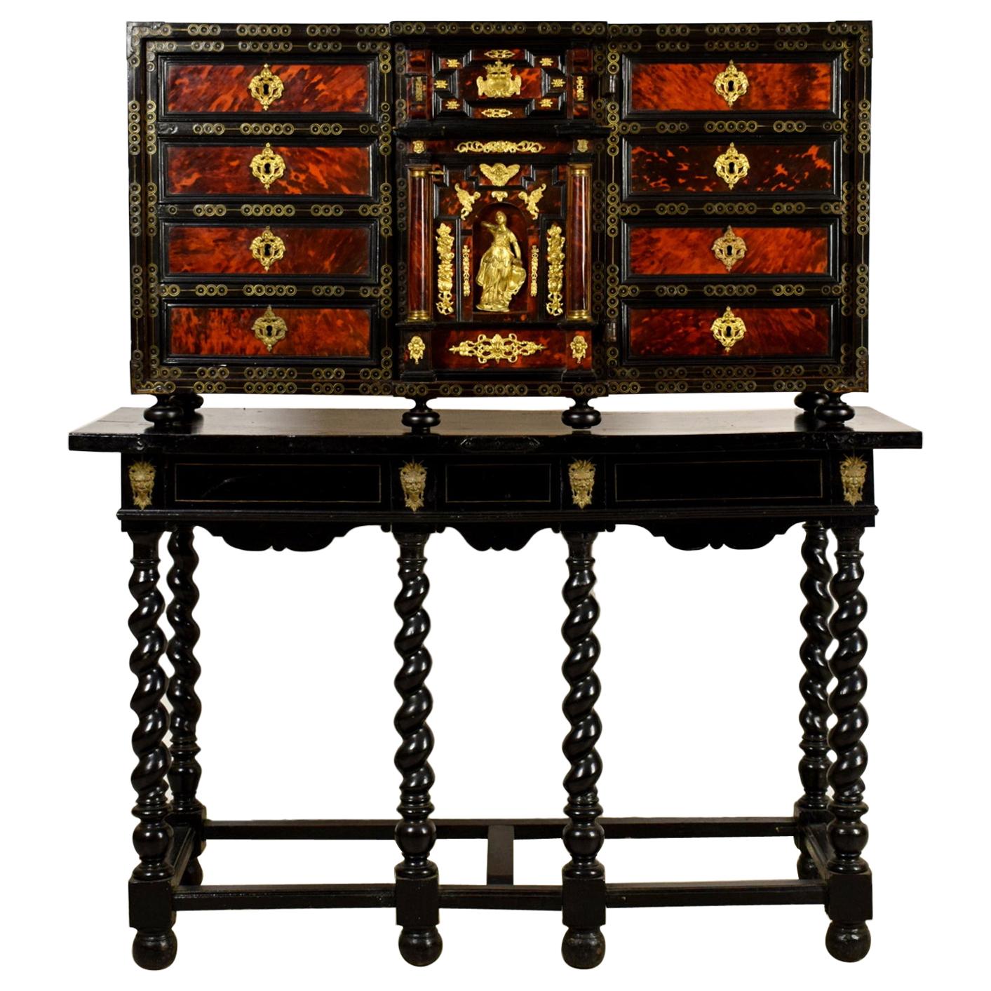 18th Century, Louis XIV Wood Apothecary Cabinet with Gilt Bronze