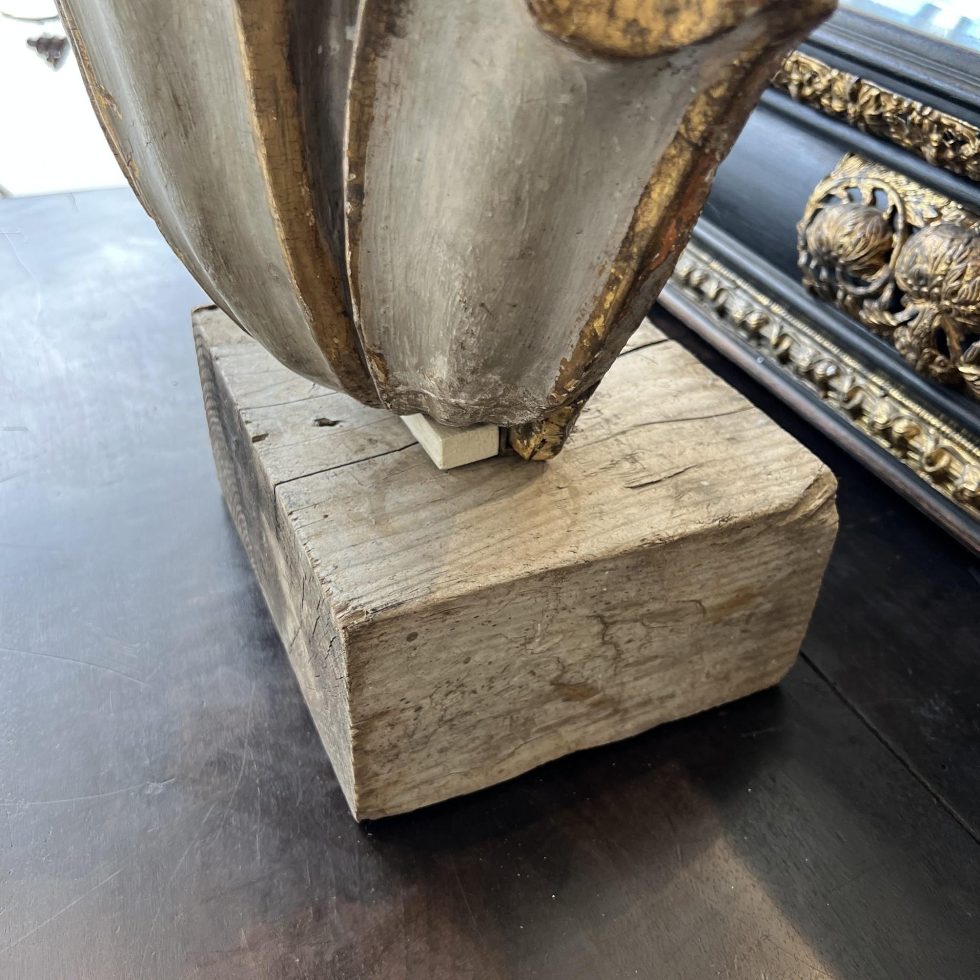 18th Century and Earlier 18th Century Louis XIV Wood Plume Fragment on Stand For Sale