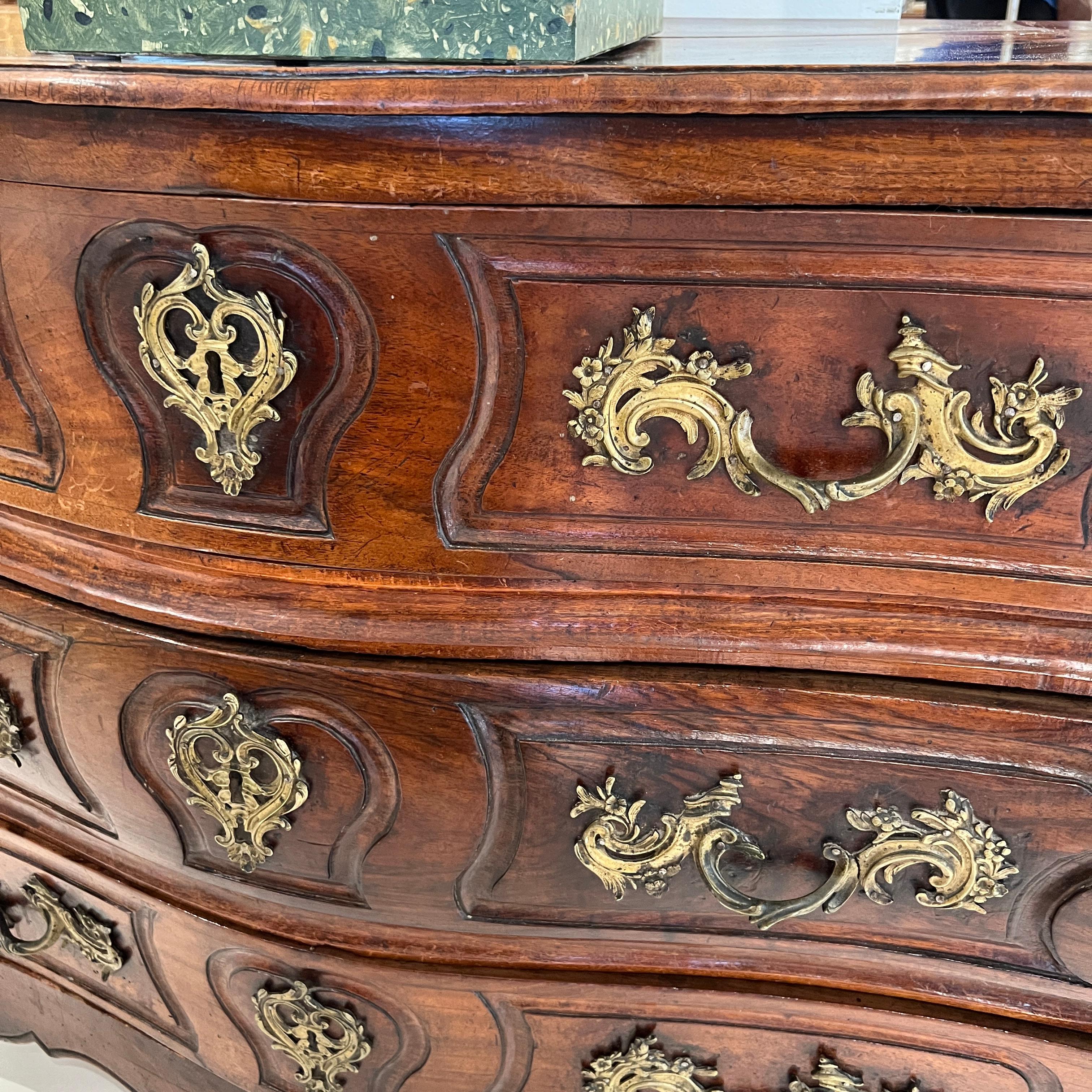 18th Century and Earlier 18th Century Louis XIV/XV Walnut Commode with Hoof Foot For Sale
