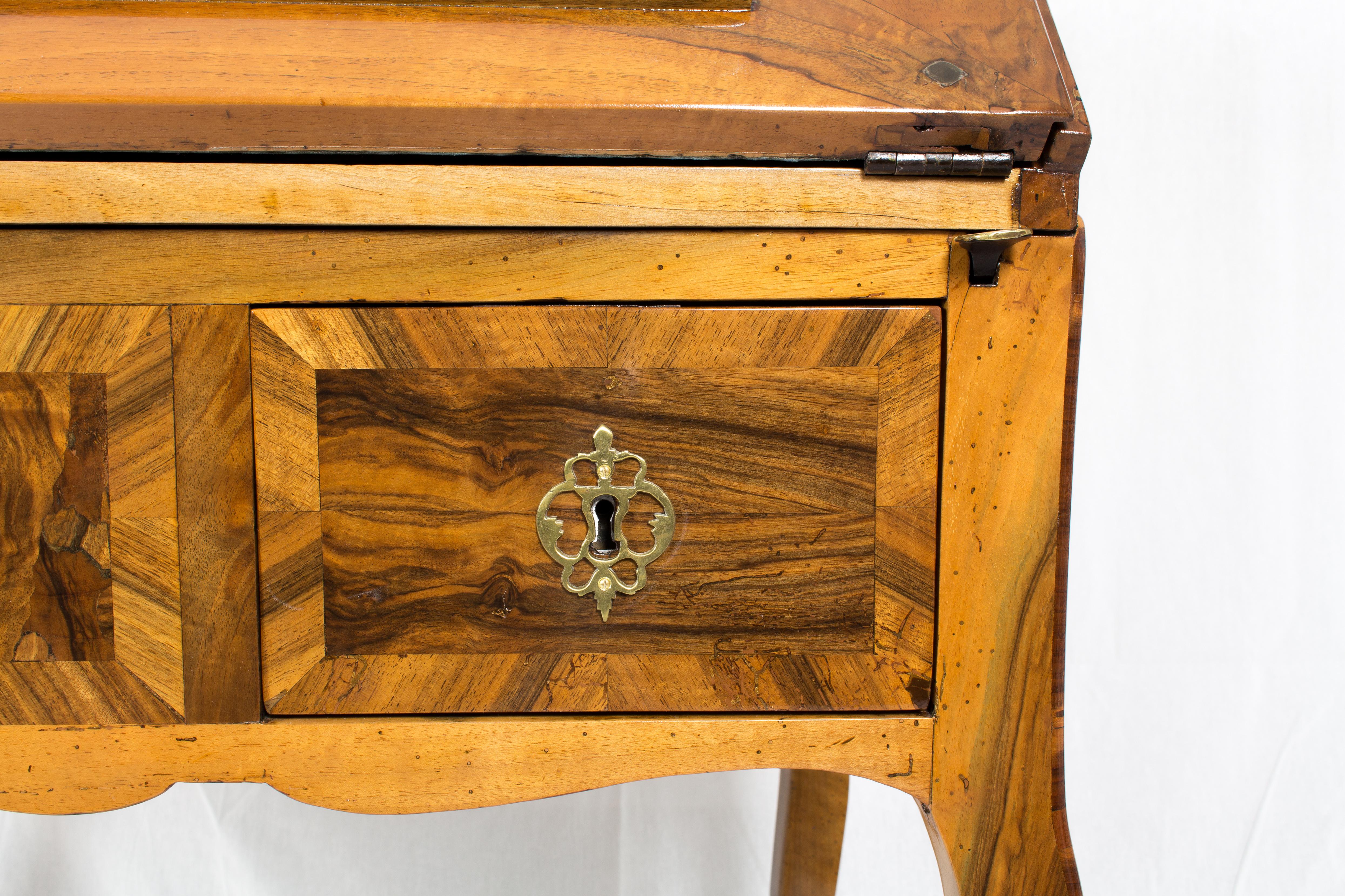 18th Century Louis XV Baroque Walnut Fall Front Desk/Secretaire  For Sale 8
