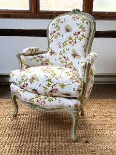 Bergère Luigi XV del XVIII secolo, tessuto Pierre Frey