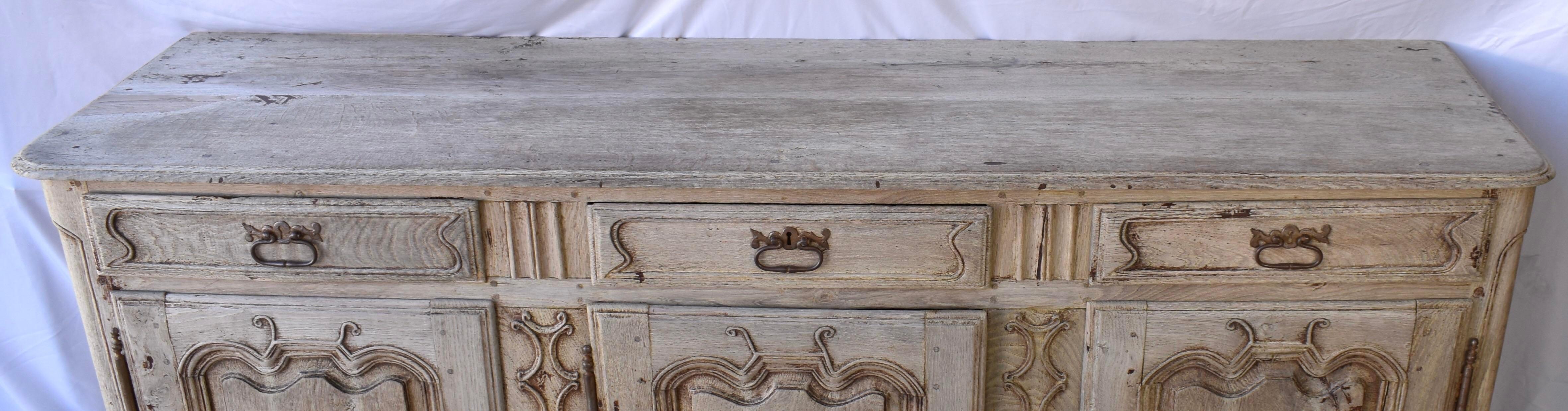 18th Century Louis XV Bleached Oak Buffet/Enfilade 2