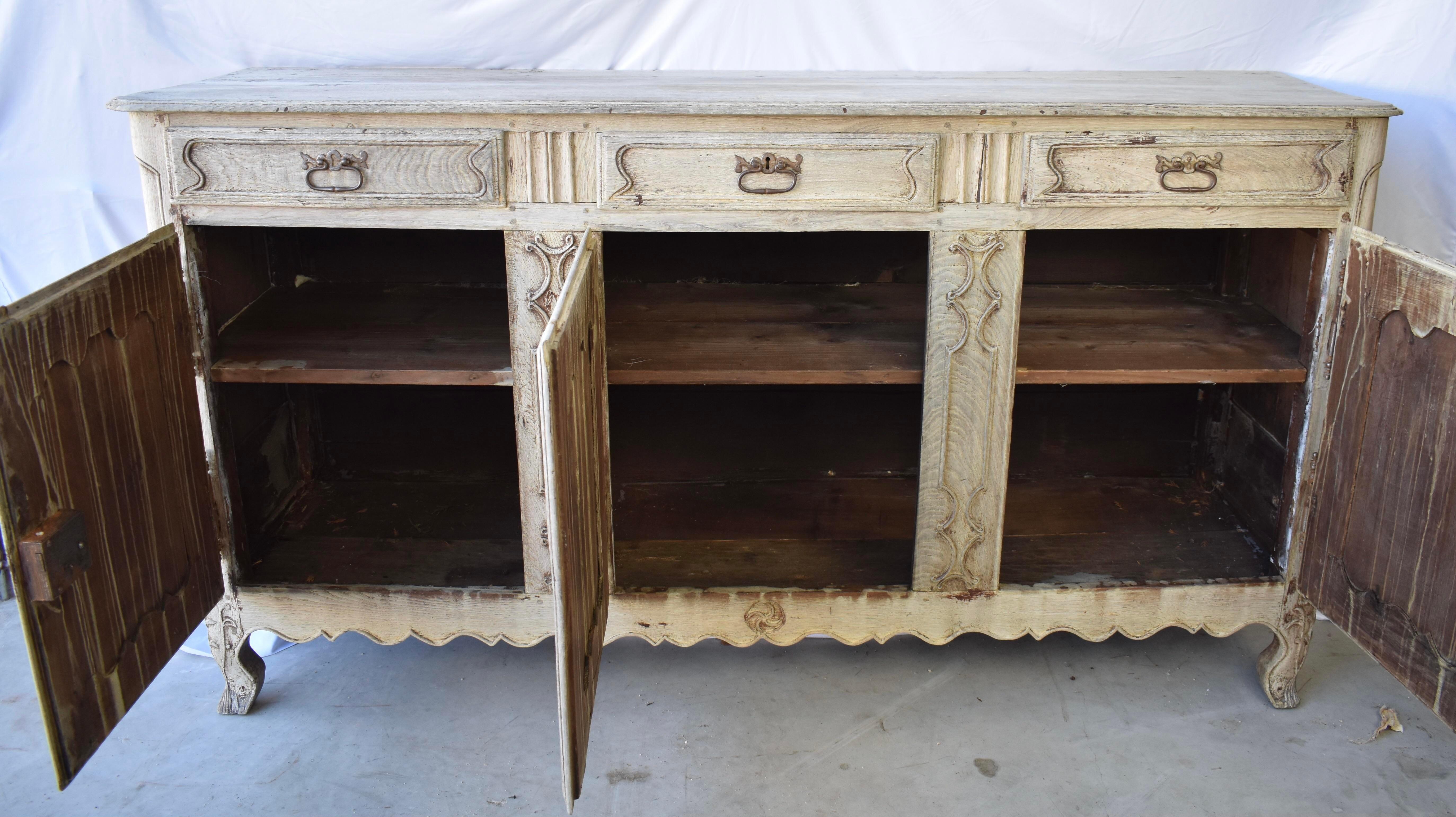 18th Century Louis XV Bleached Oak Buffet/Enfilade 6