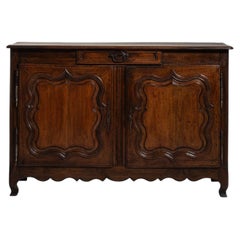 18th Century Louis XV Buffet, Brown Wood, Curved Design Antique
