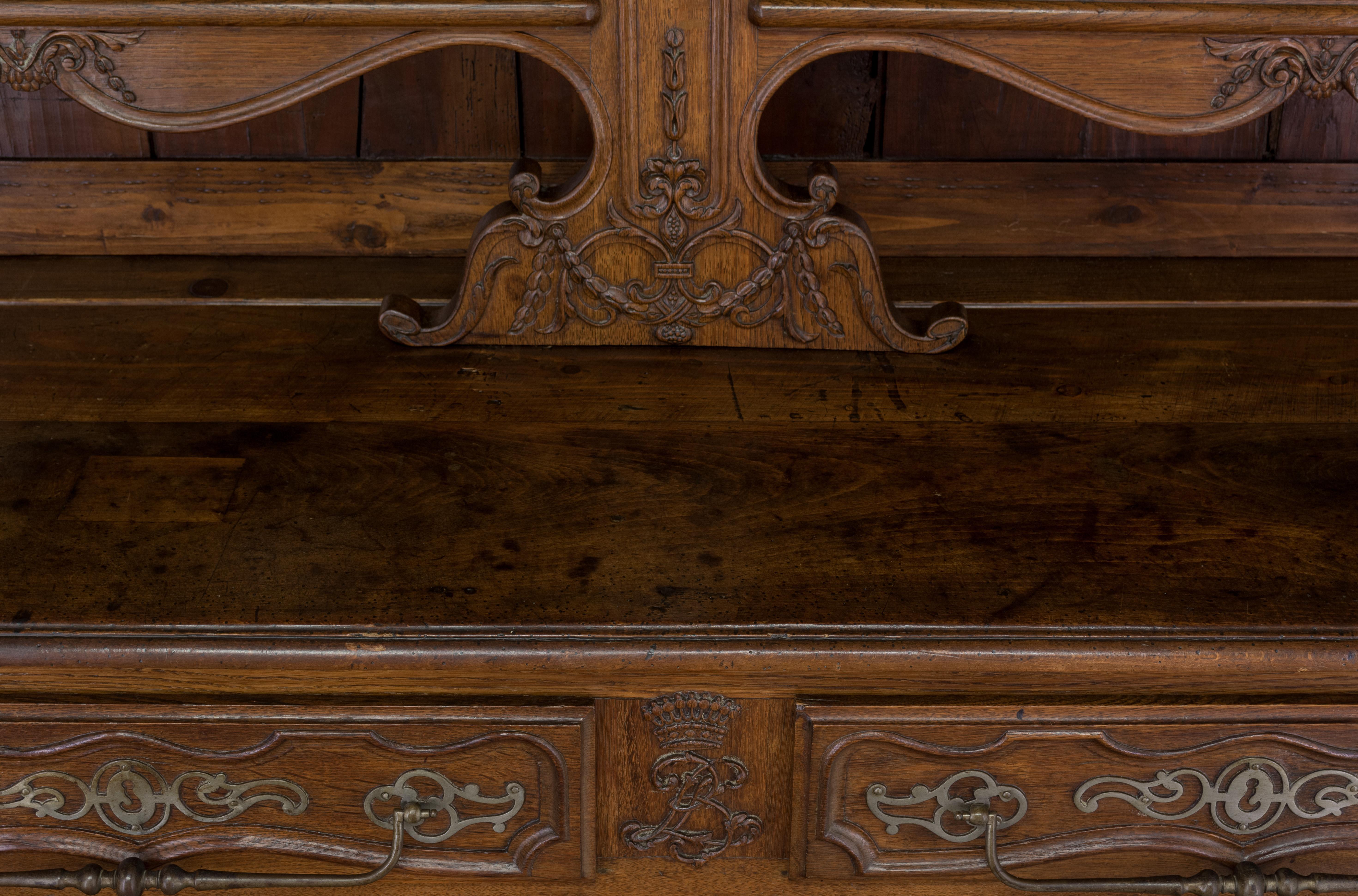 Wood French Louis XV Buffet Vaisselier or Sideboard