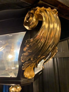 18th Century Louis XV Ceiling Light in Black Bronze and 18K Gilt Bronze