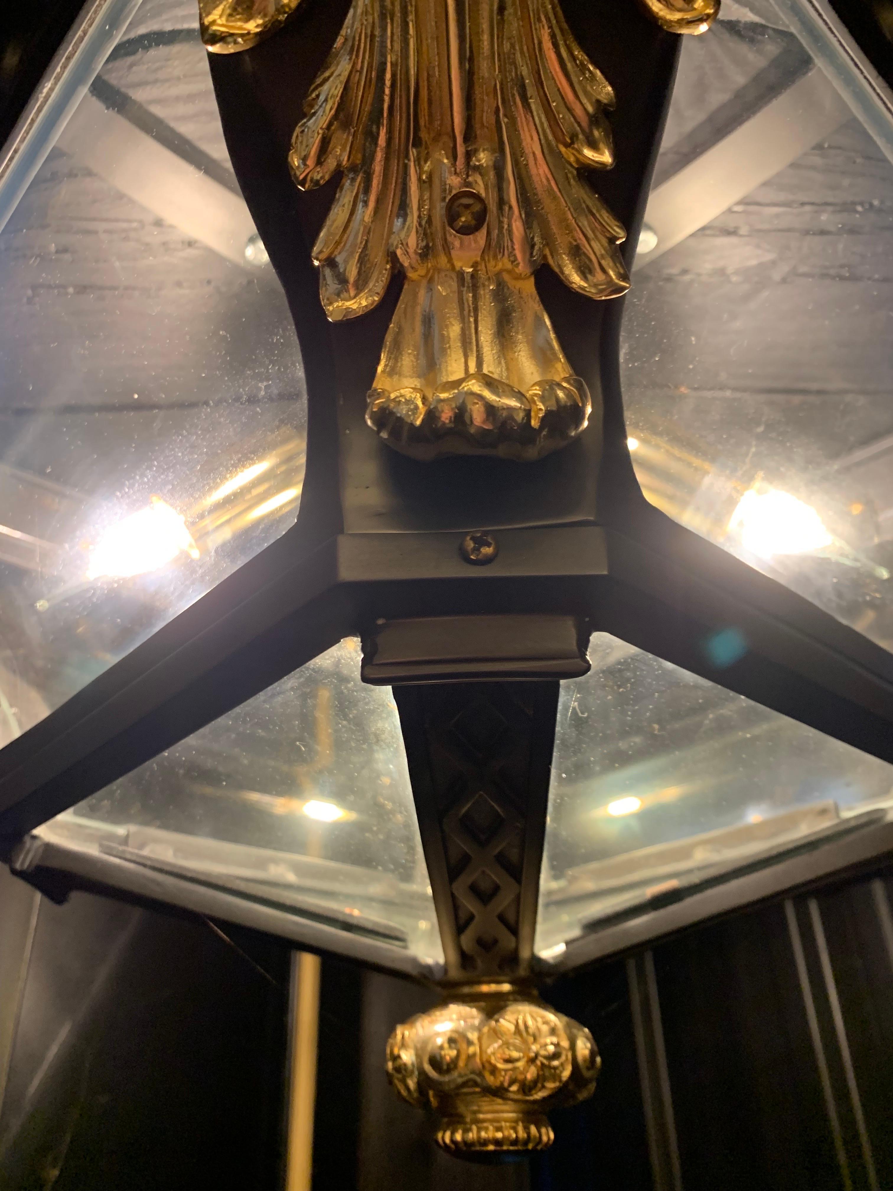 18th Century and Earlier 18th Century Louis XV Ceiling Light in Black Bronze and 18K Gilt Bronze  For Sale