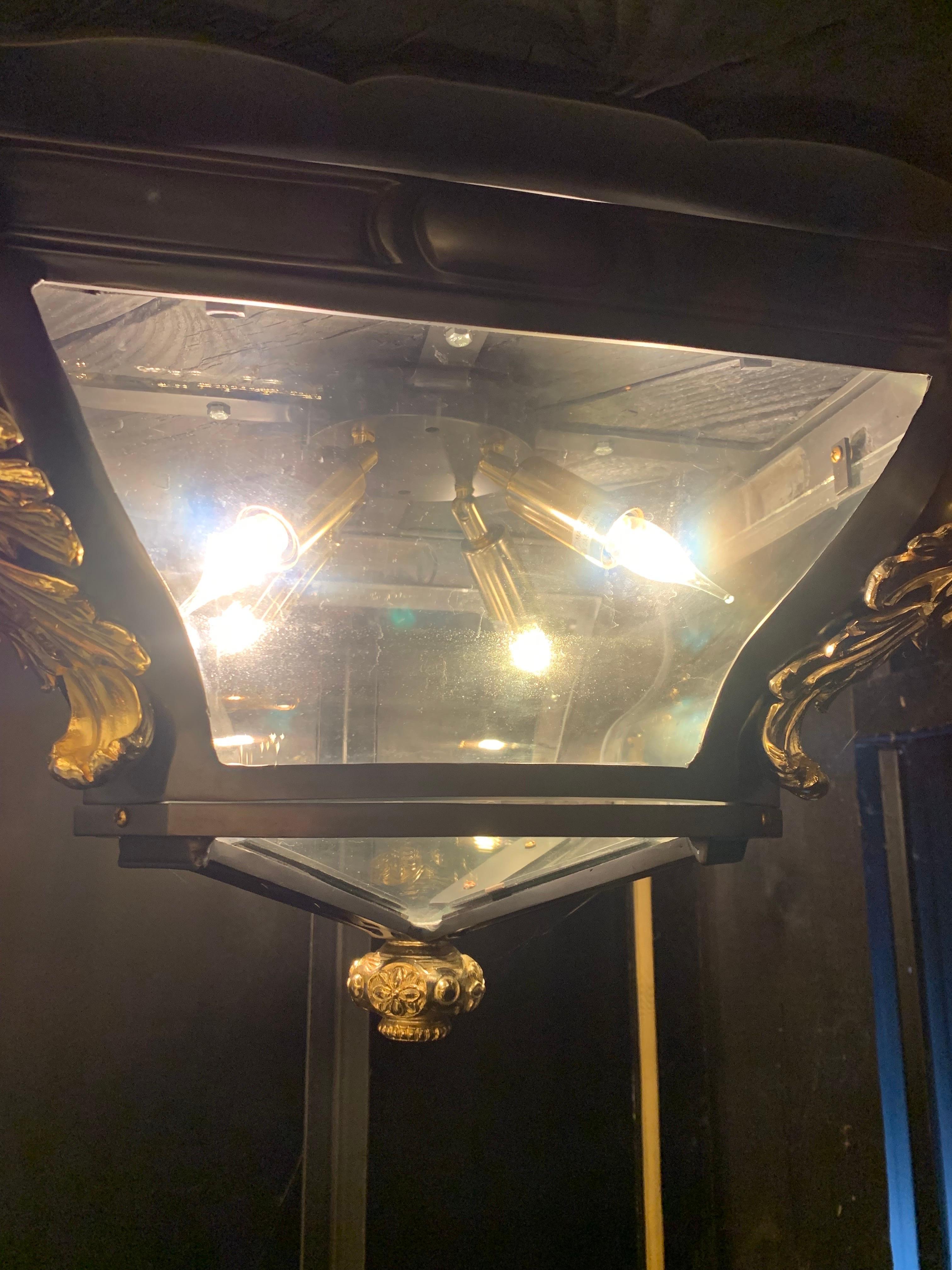 18th Century Louis XV Ceiling Light in Black Bronze and 18K Gilt Bronze  For Sale 2