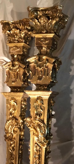 18th Century Louis XV Columns of Sculpted Giltwood a True Pair, French Rococo