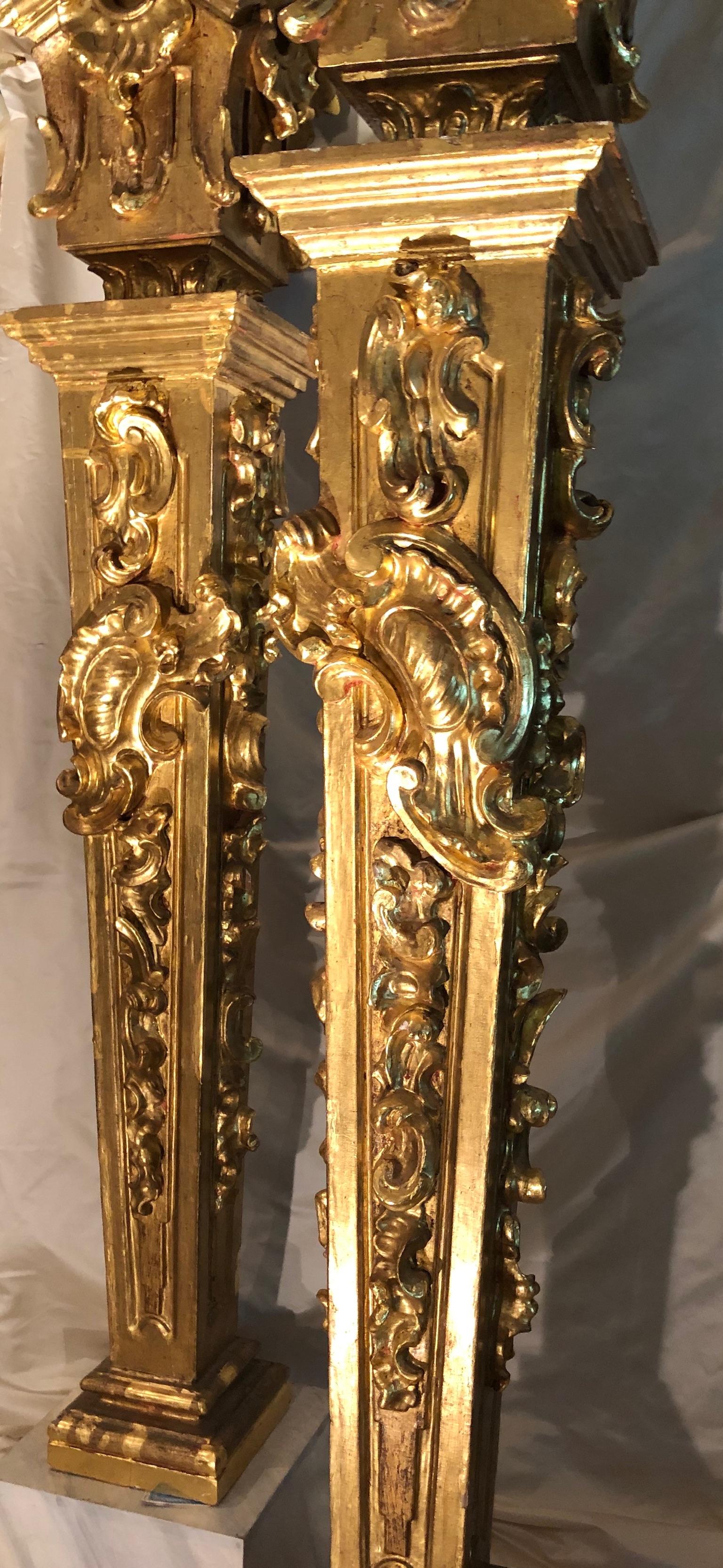 Wood 18th Century Louis XV Columns of Sculpted Giltwood a True Pair, French Rococo For Sale