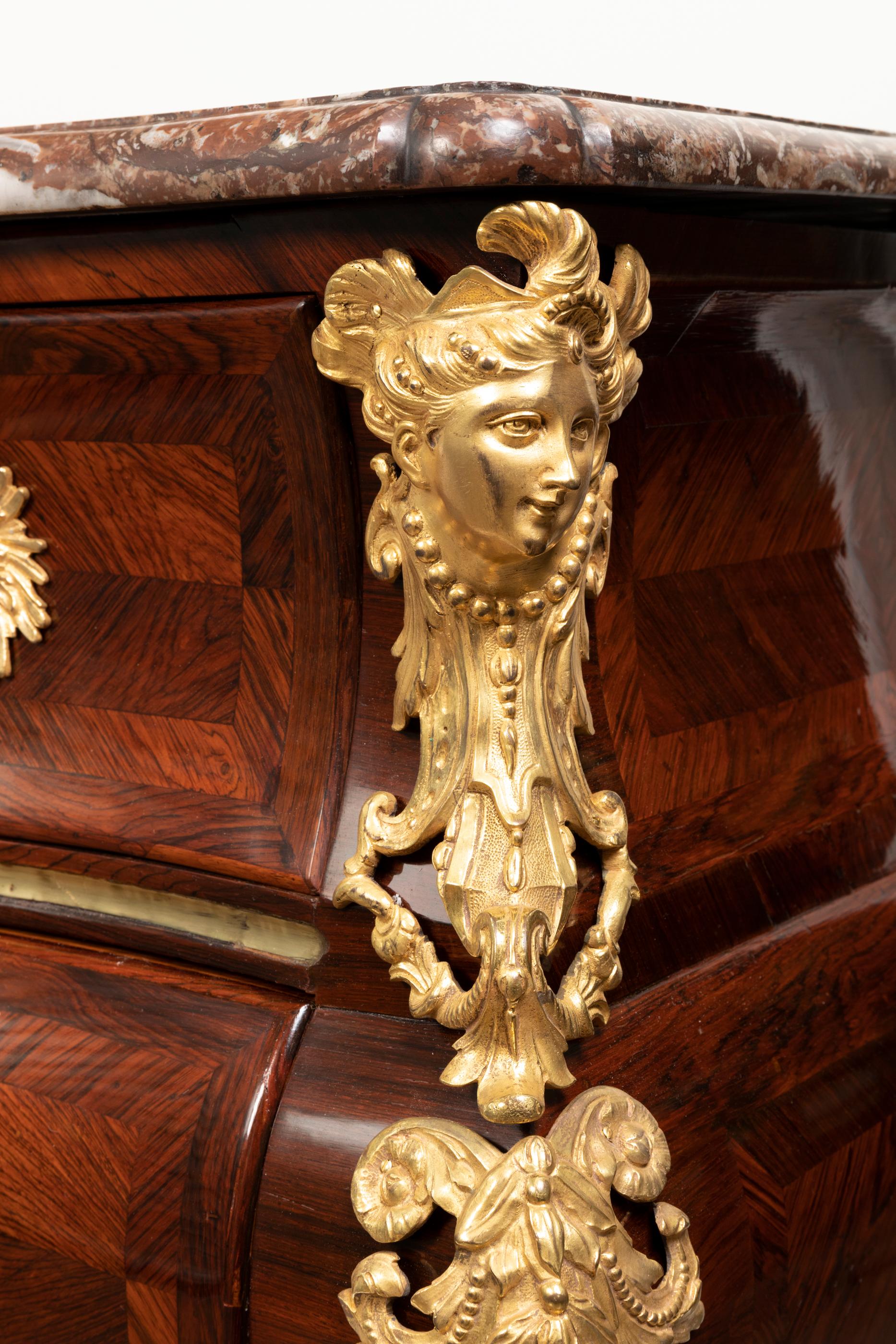 Marquetry 18th Century, Louis XV Commode, Traces of a Stamp by M. Criaerd For Sale