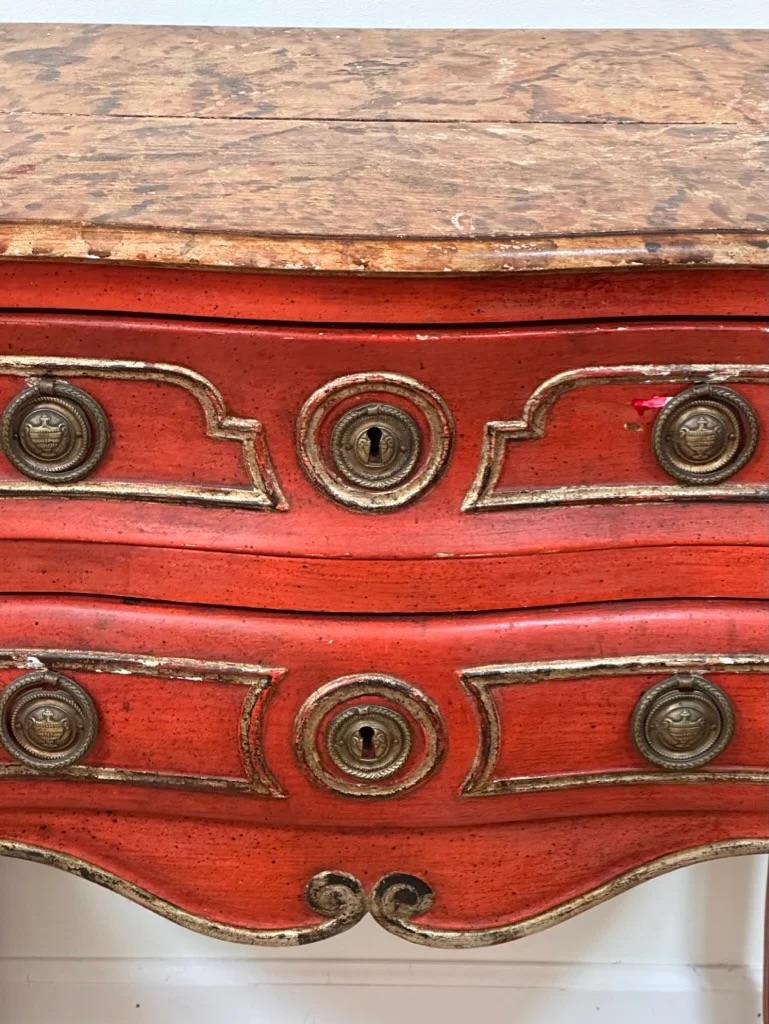 French 18th Century Louis XV Commode with Faux Marble Top For Sale