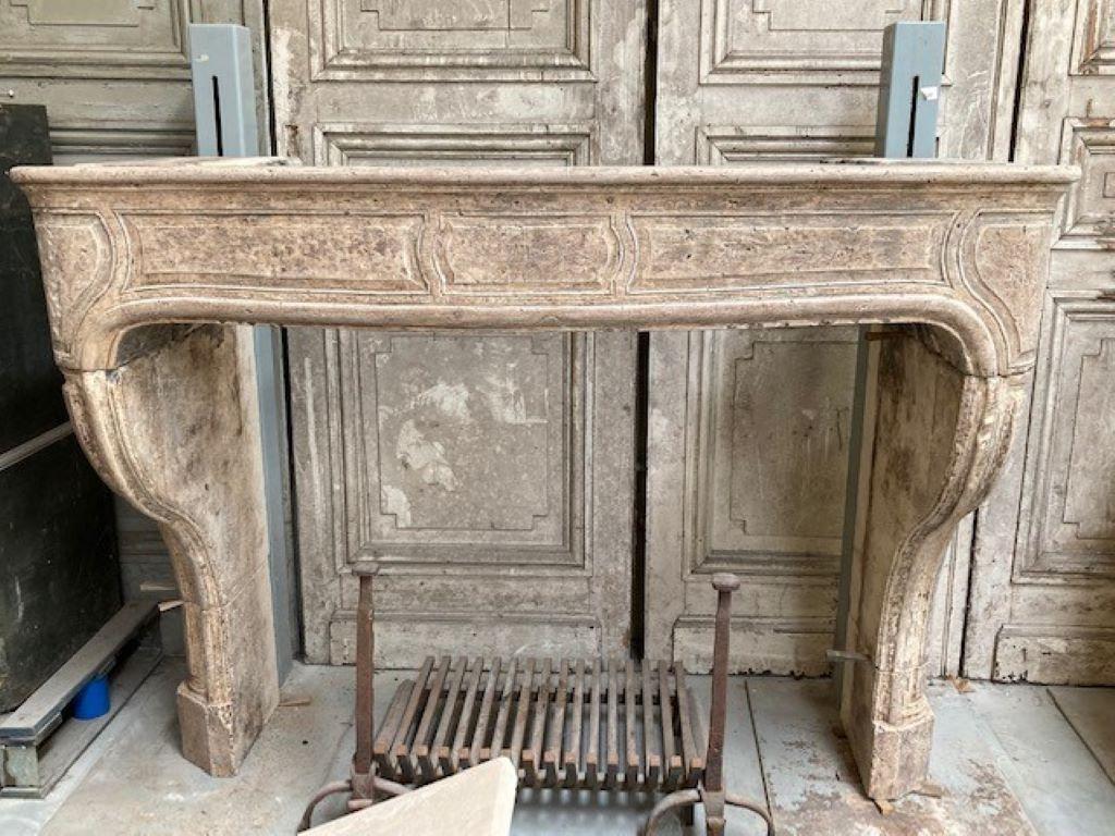 Antique French Limestone Fireplace Mantel, dating from the 18th Century
Inside dimensions : 129cm wide & 104cm high