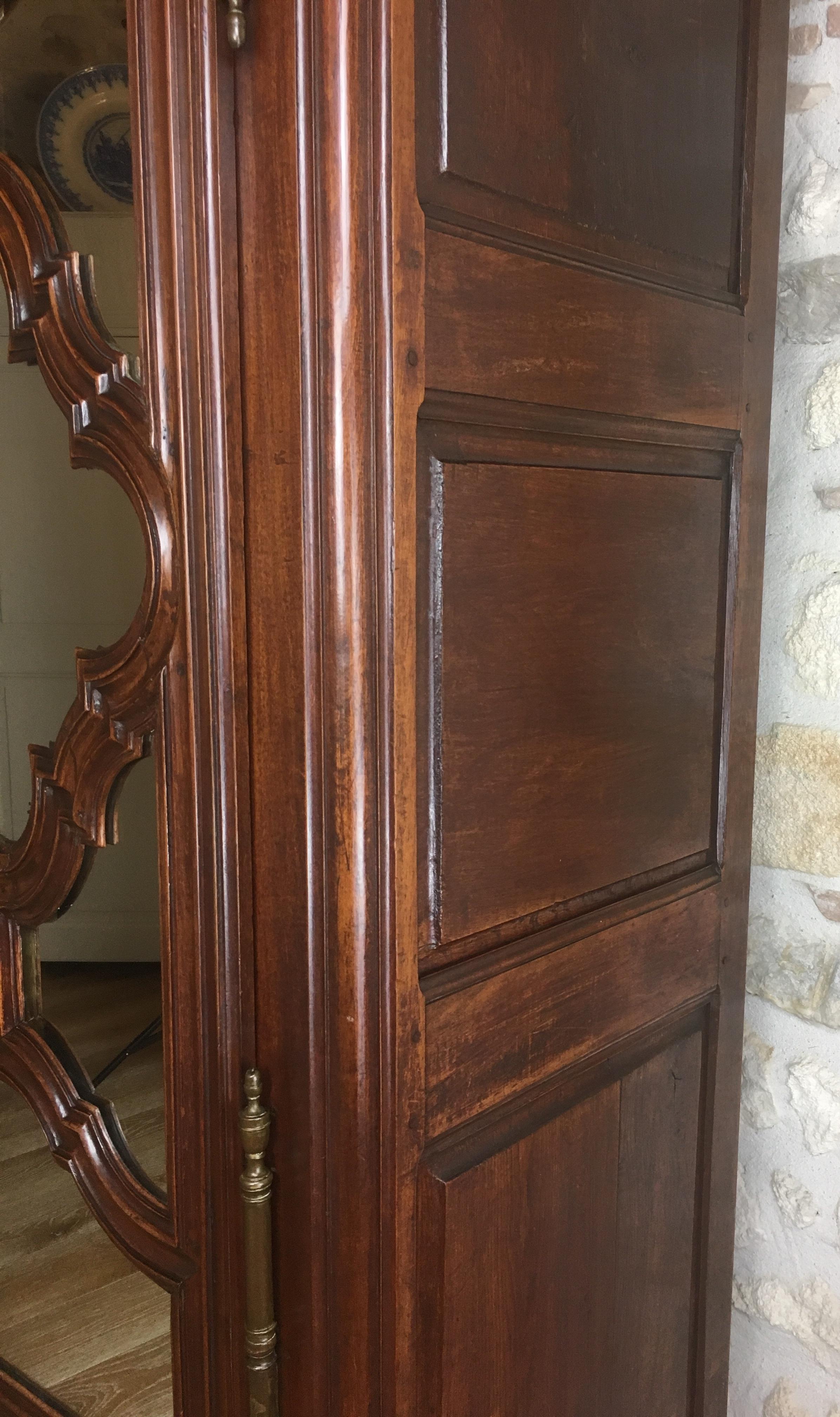 18th Century Louis XV French Carved Walnut Armoire or Wardrobe, Large and Rare For Sale 6