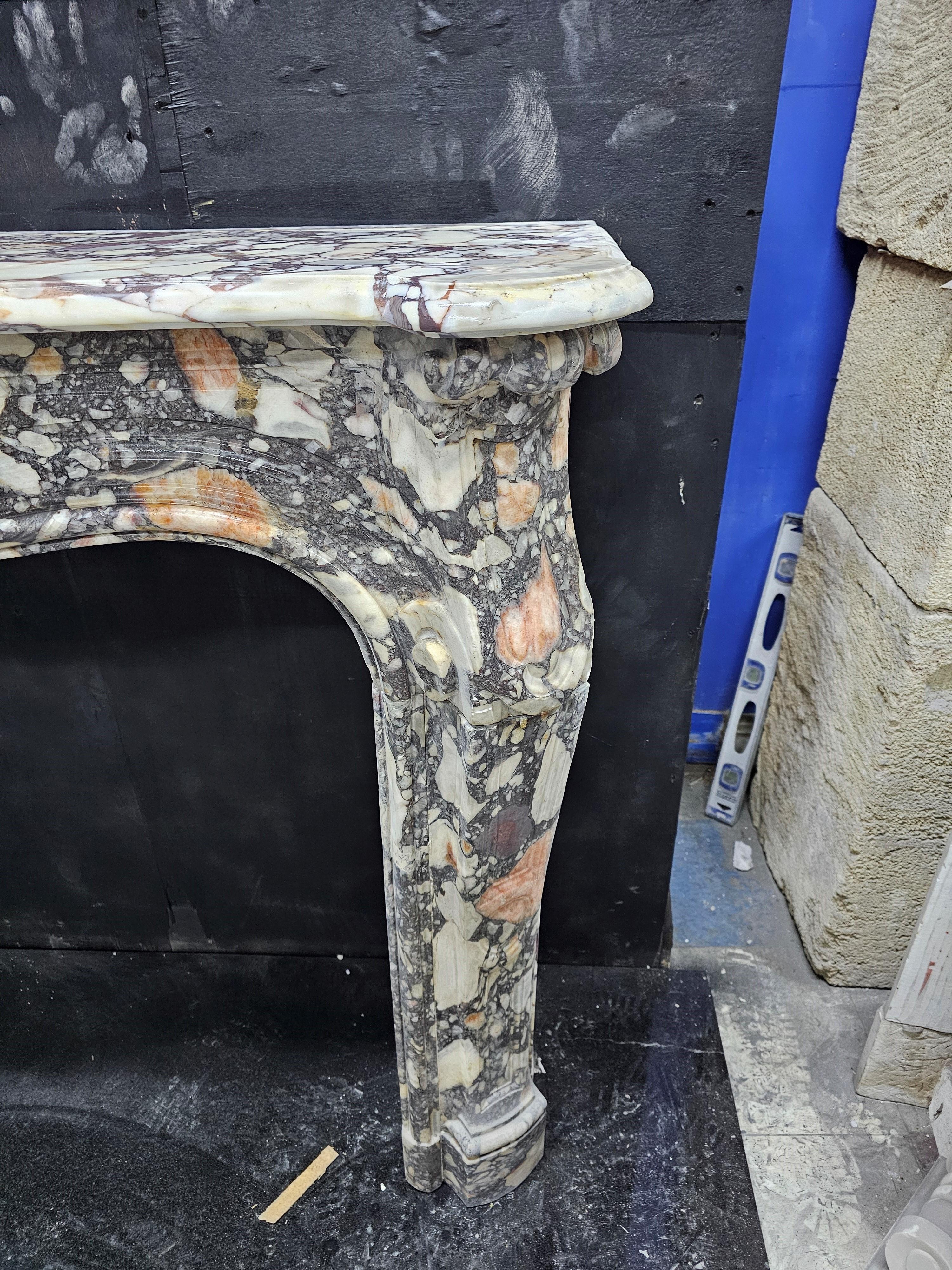 Hand-Carved 18th Century Louis XV French Chimneypiece For Sale