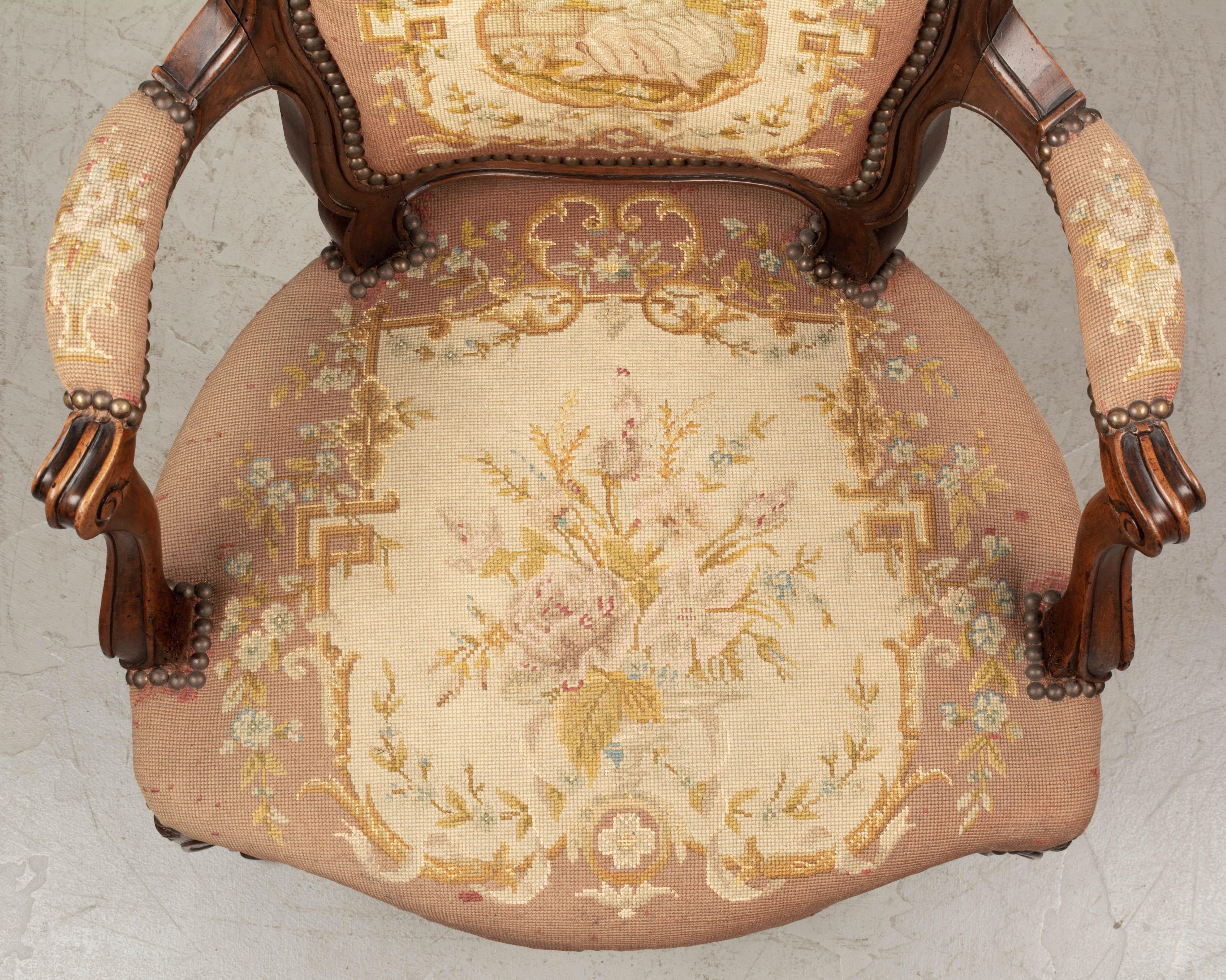 18th Century Louis XV French Fauteuil Armchair For Sale 3