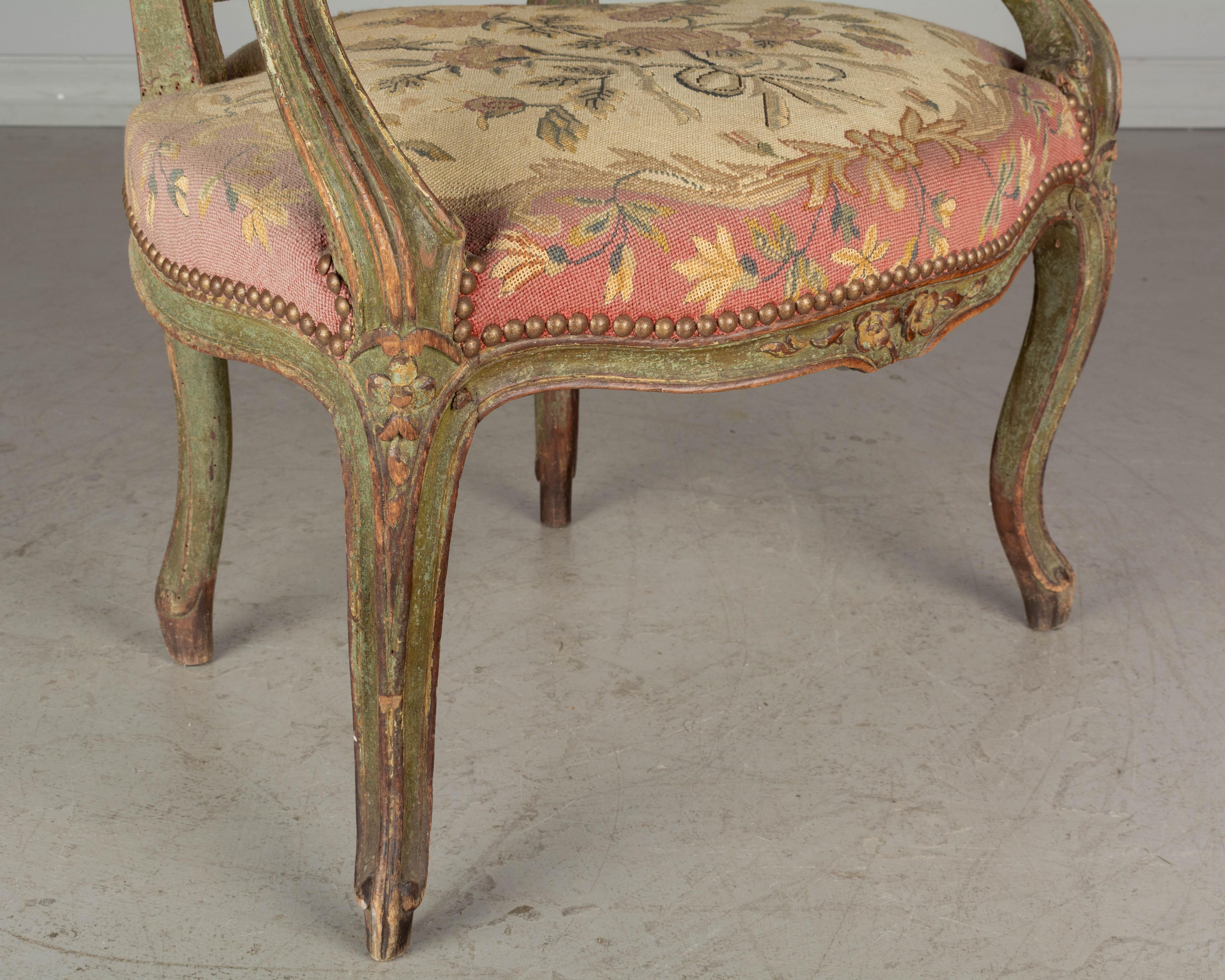 18th Century Louis XV French Fauteuil Armchairs, a Pair 4