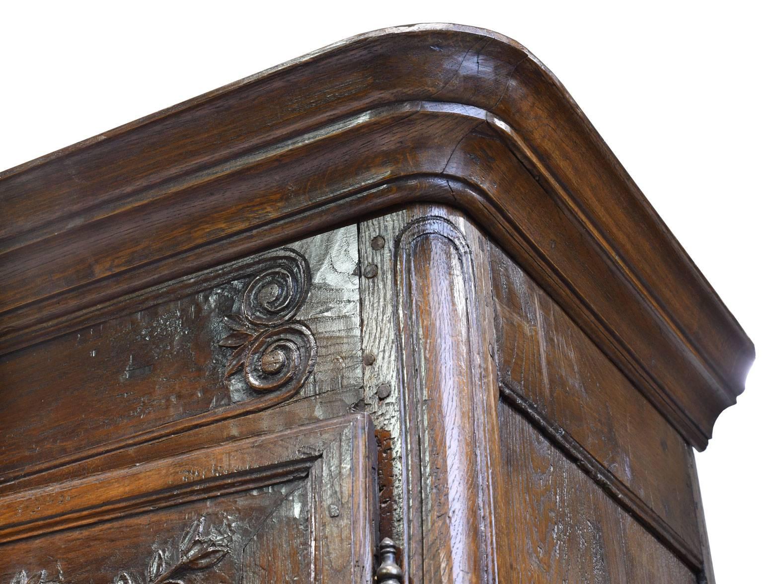 18th Century Louis XV French Provincial Carved Oak Armoire 5