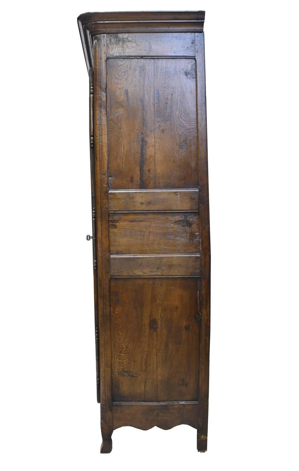 Iron 18th Century Louis XV French Provincial Carved Oak Armoire
