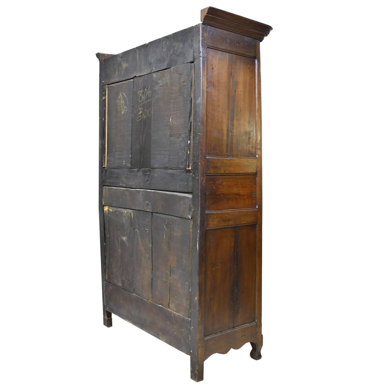 18th Century Louis XV French Provincial Carved Oak Armoire 1