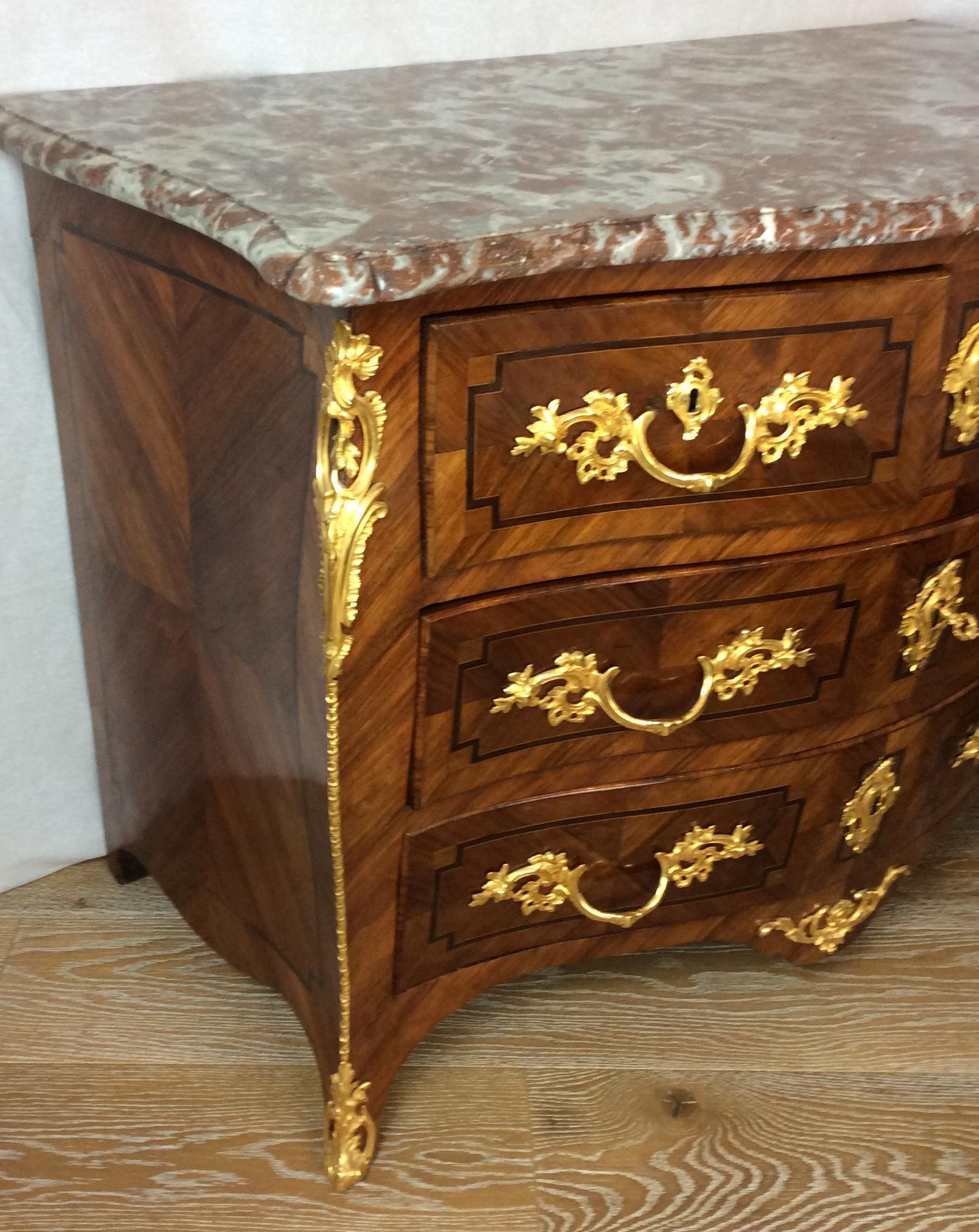 18th Century Louis XV Style Kingwood Commode Chest of Drawers by Pierre Roussel For Sale 3