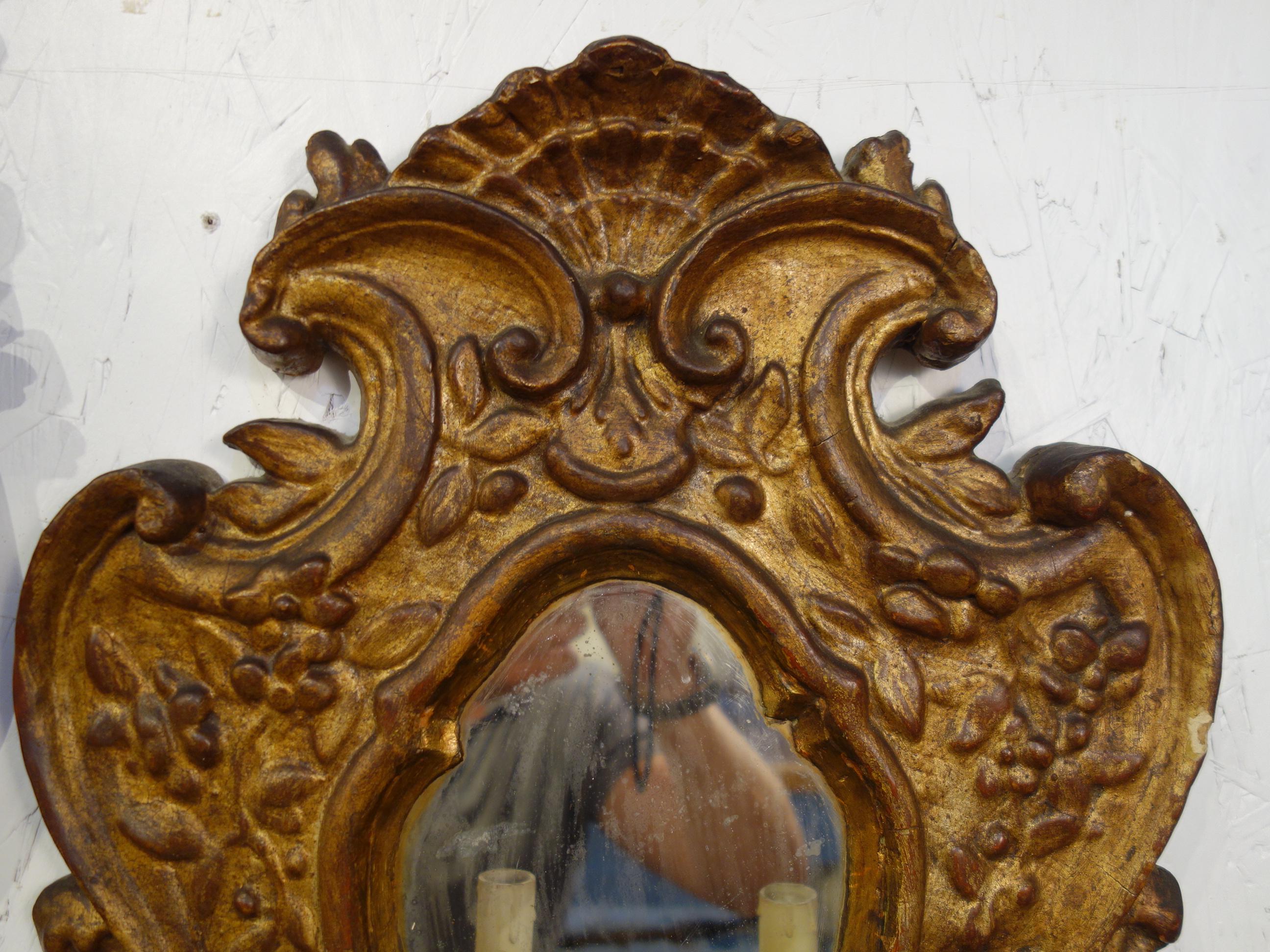 papier mache mirror sconce