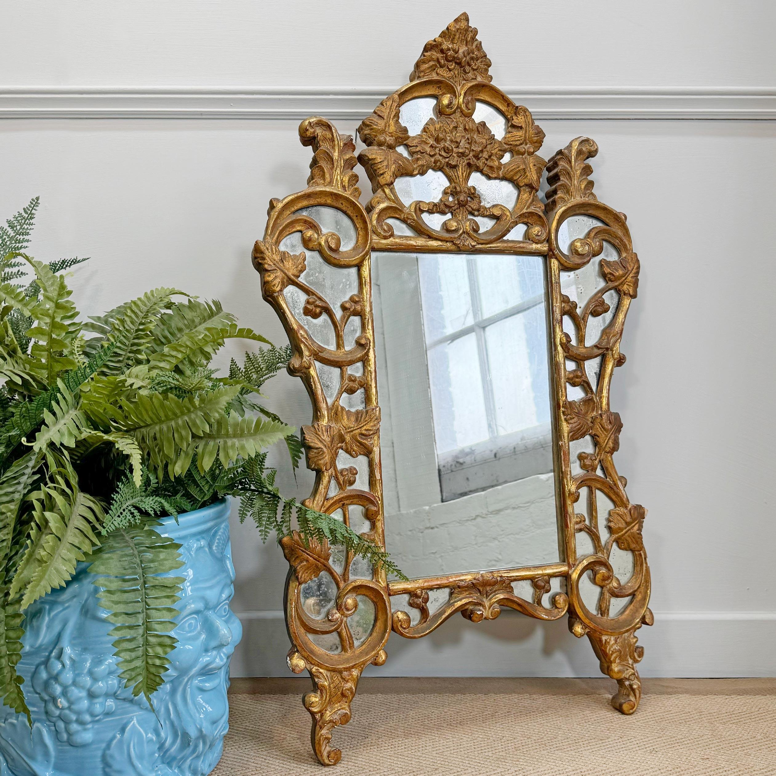 Rococò Specchio d'oro in legno dorato Luigi XV del XVIII secolo in vendita