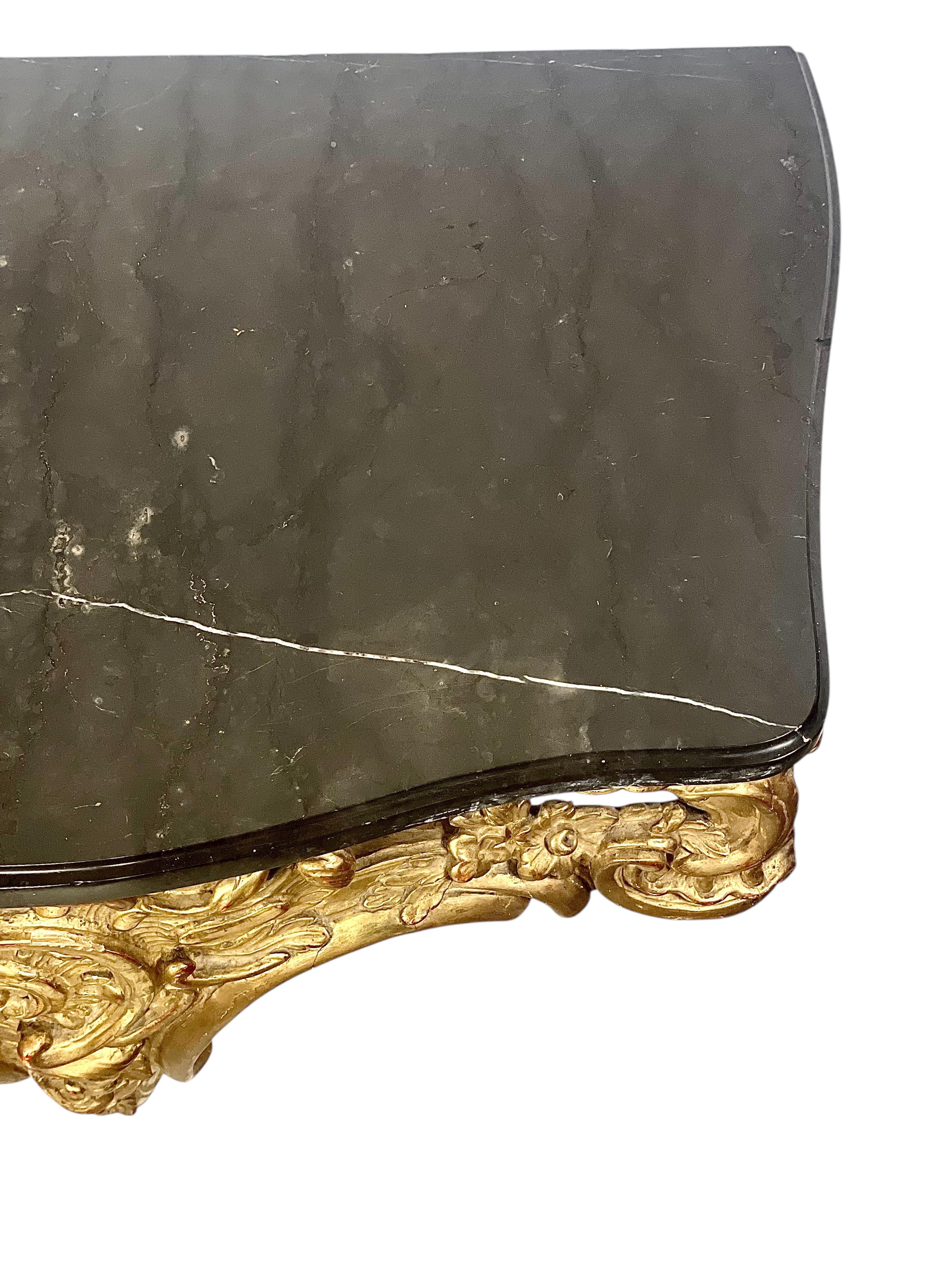 18th Century Louis XV Giltwood Console with Original Marble Top For Sale 6