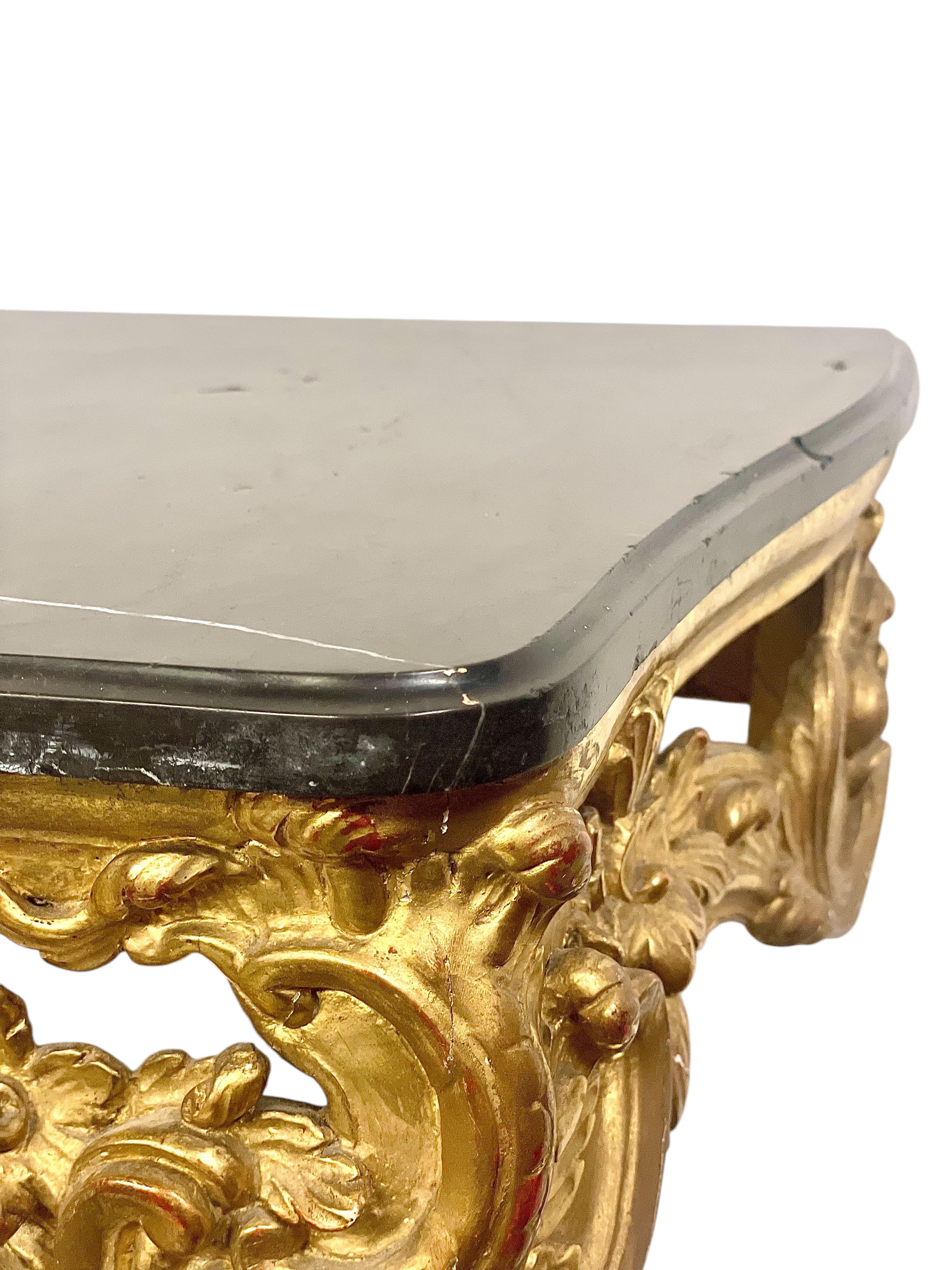 18th Century Louis XV Giltwood Console with Original Marble Top For Sale 7