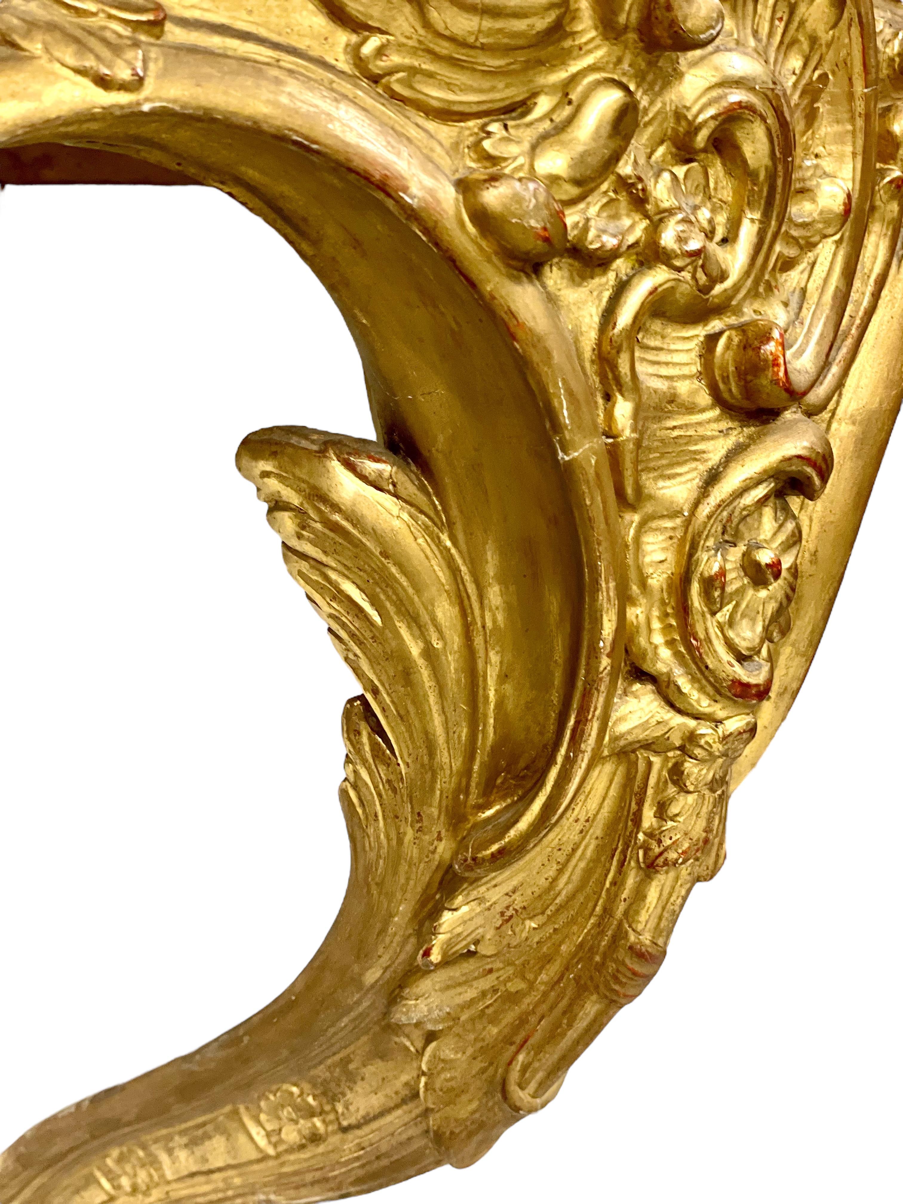 18th Century Louis XV Giltwood Console with Original Marble Top For Sale 14