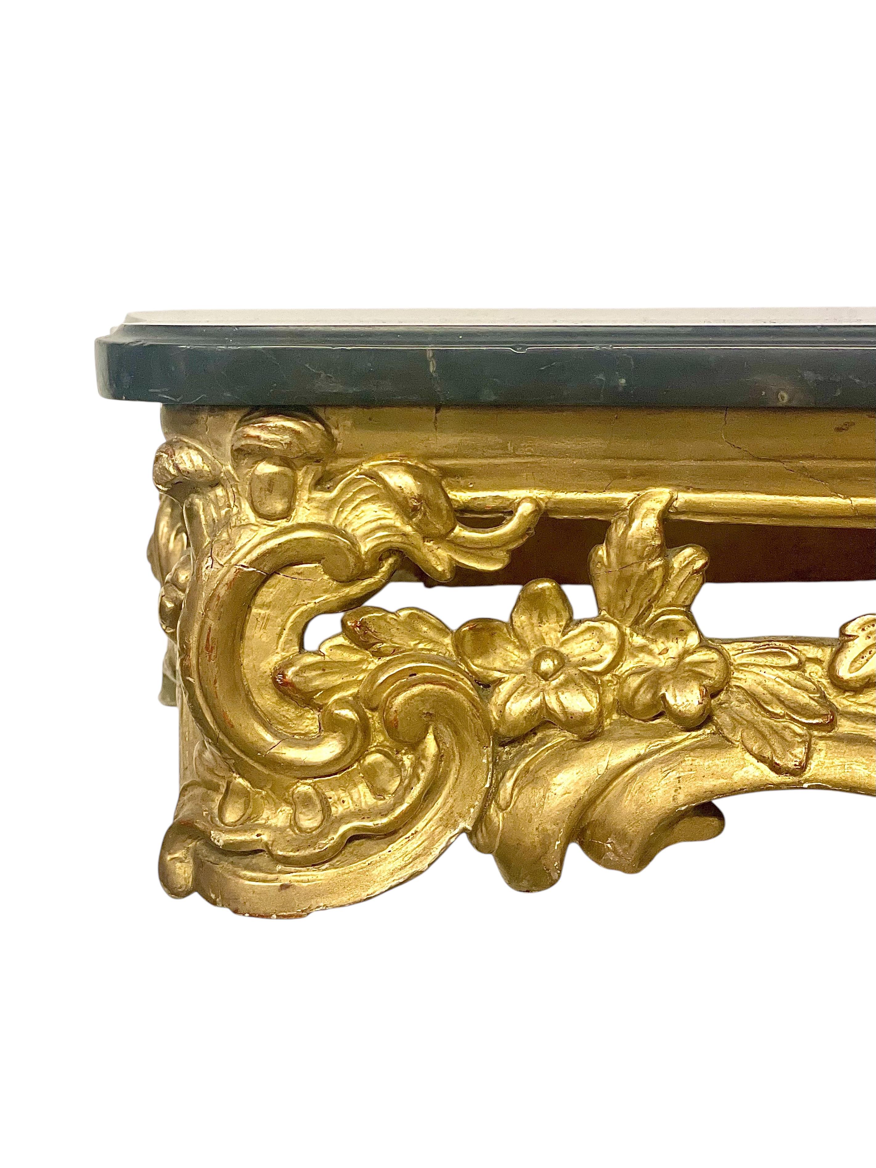 18th Century Louis XV Giltwood Console with Original Marble Top For Sale 1