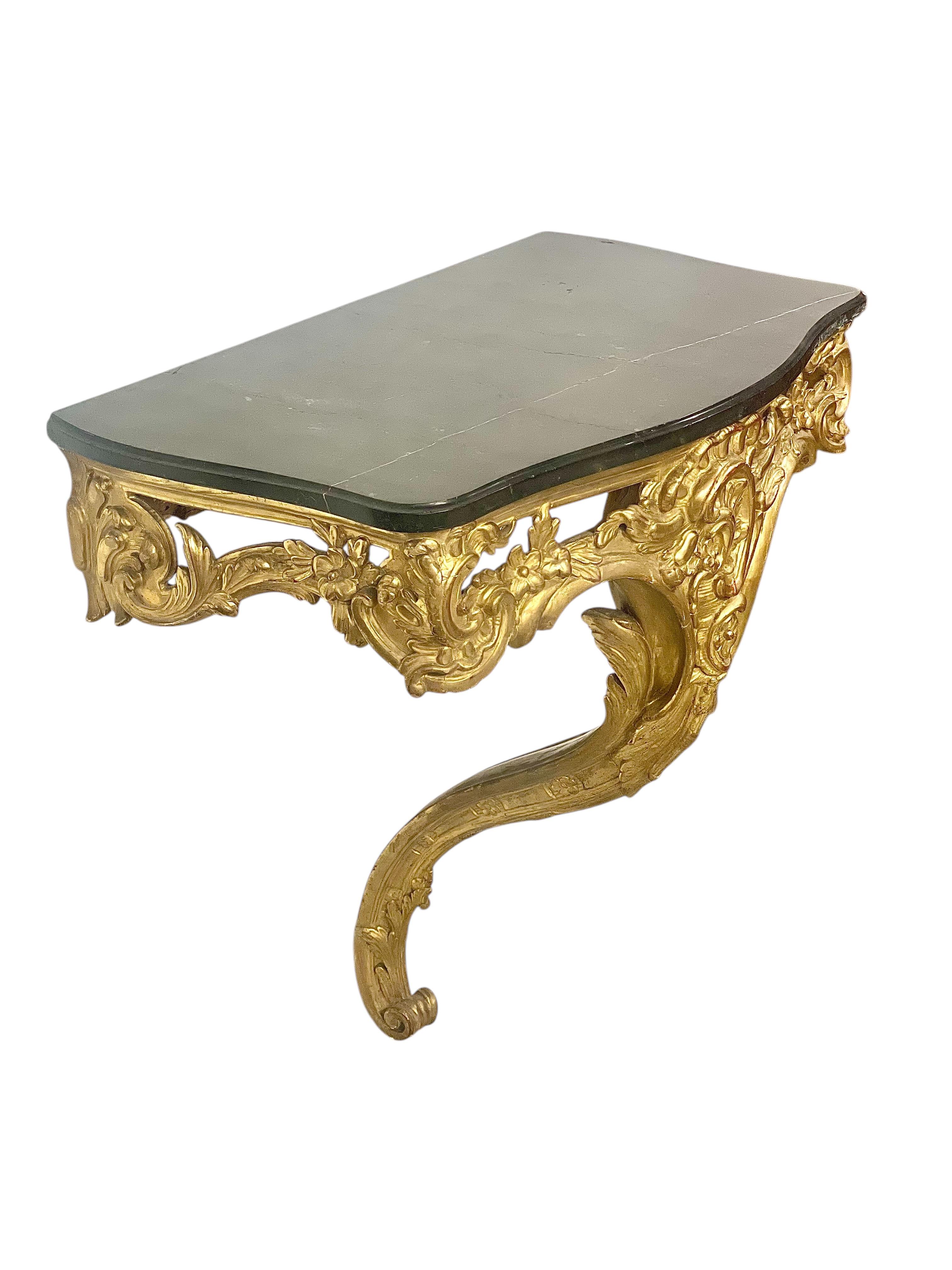 18th Century Louis XV Giltwood Console with Original Marble Top For Sale 3