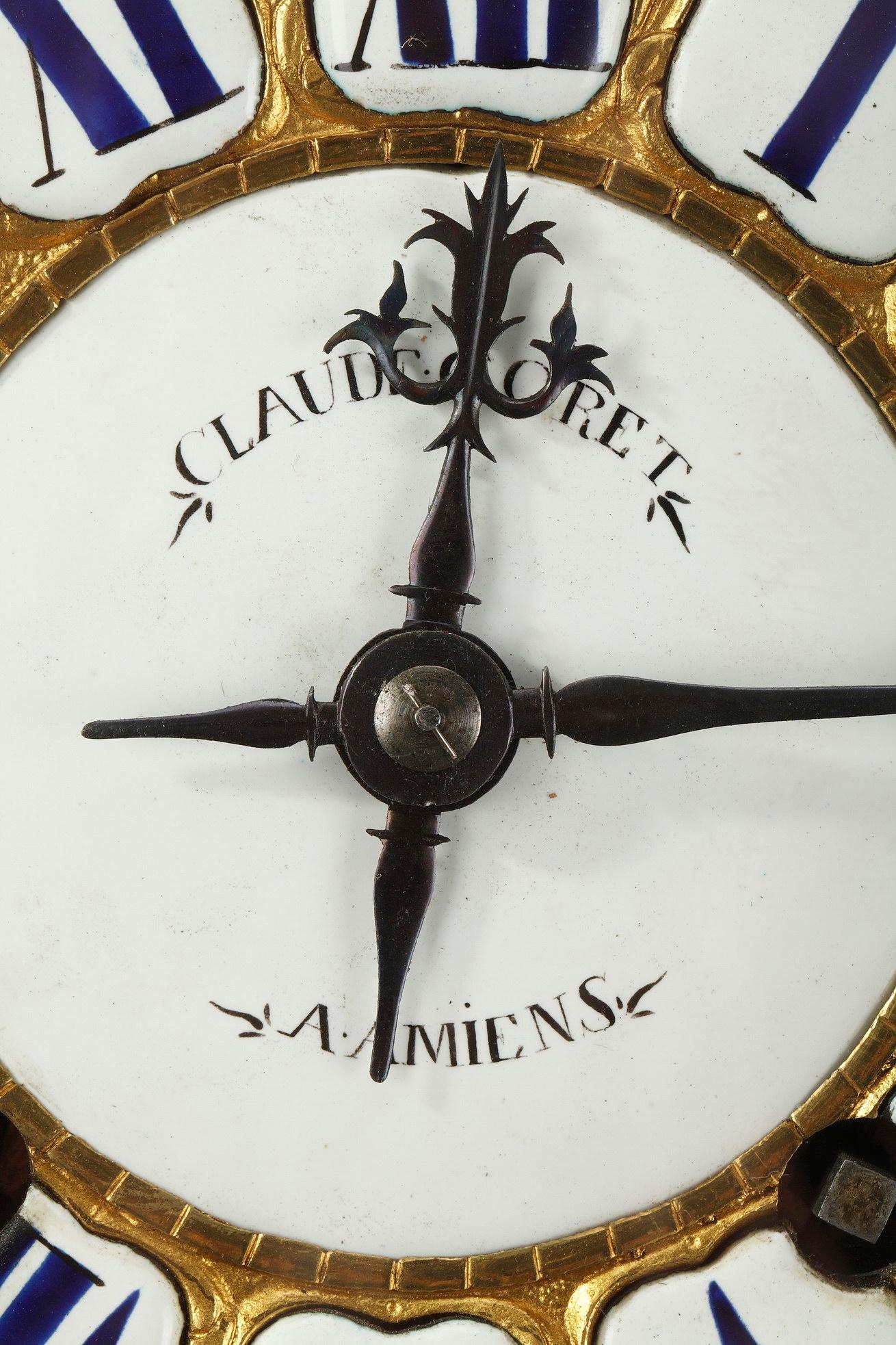 18th Century Louis XV Green Horn Cartel Clock 4