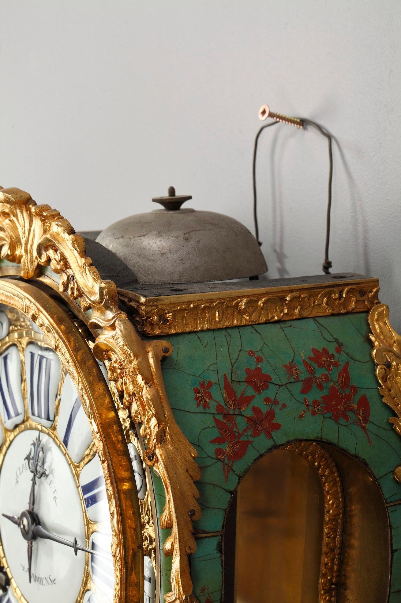 18th Century Louis XV Green Horn Cartel Clock 12