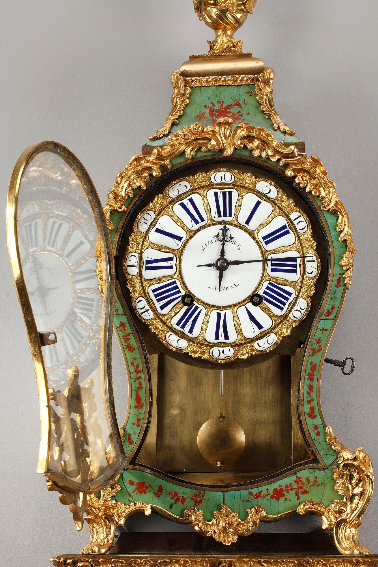18th Century Louis XV Green Horn Cartel Clock 2