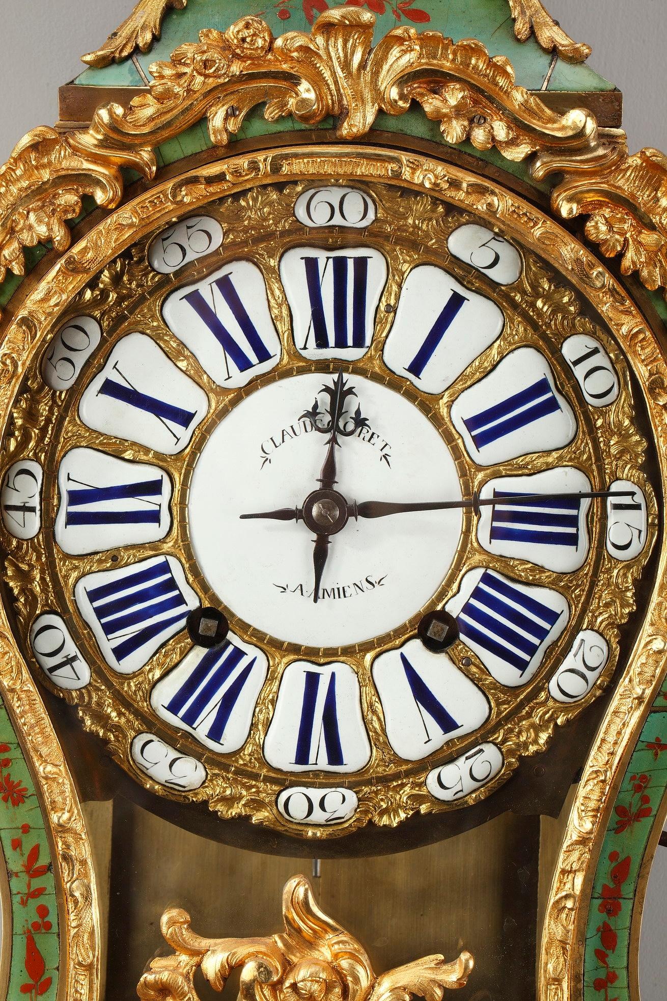 18th Century Louis XV Green Horn Cartel Clock 3
